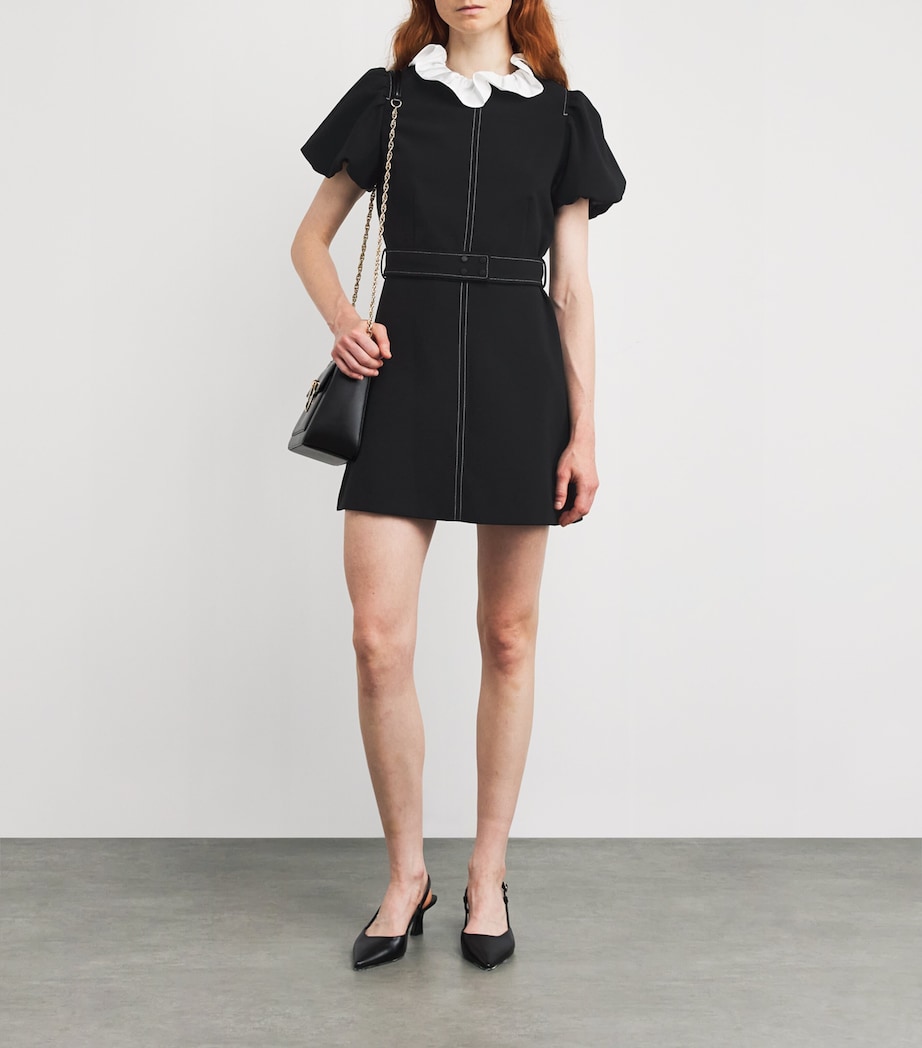 Belted Ruffle-Collar Mini Dress BLACK Image 2