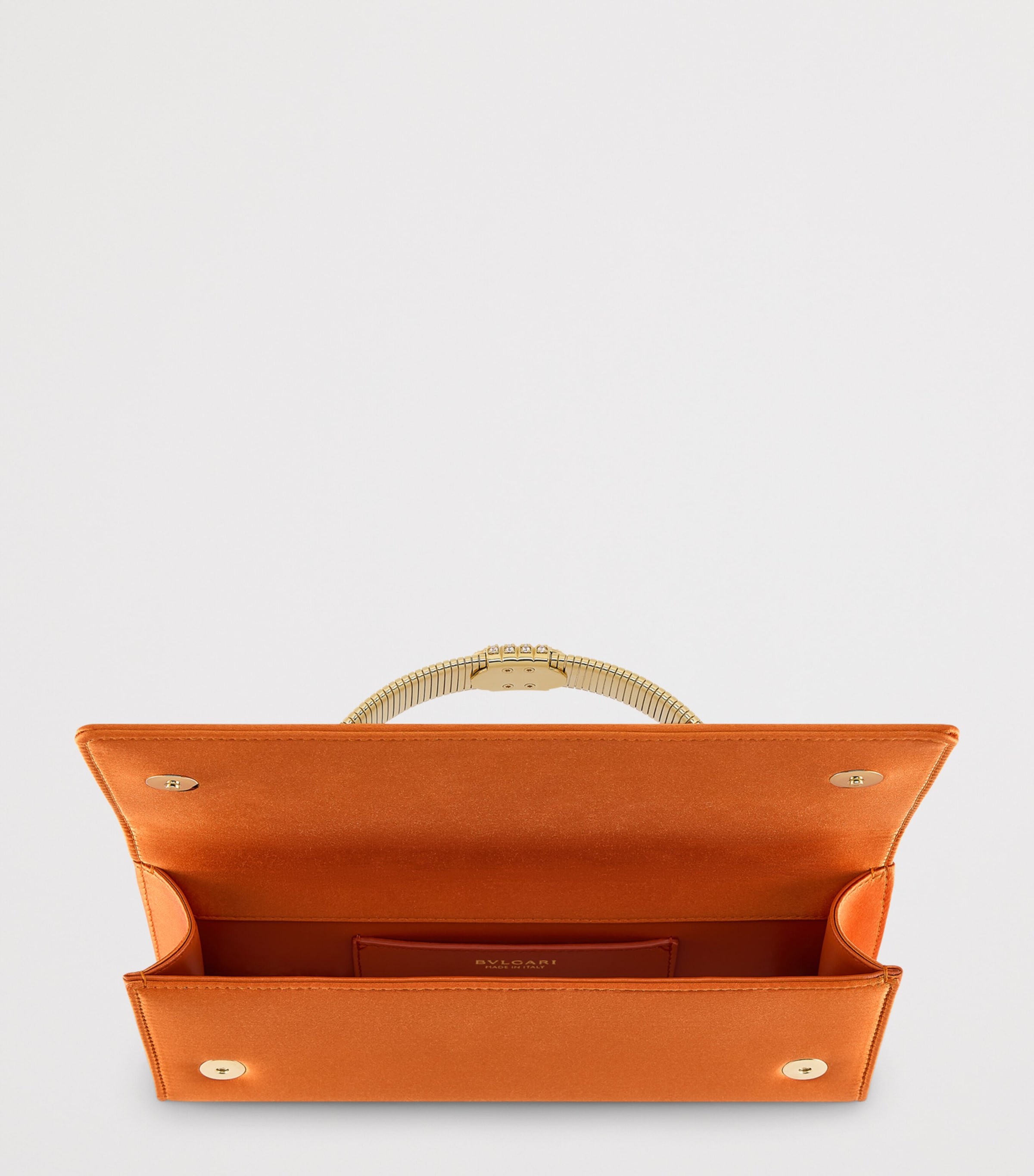 Bvlgari Satin Tubogas Evening Clutch Bag Orange Image 4
