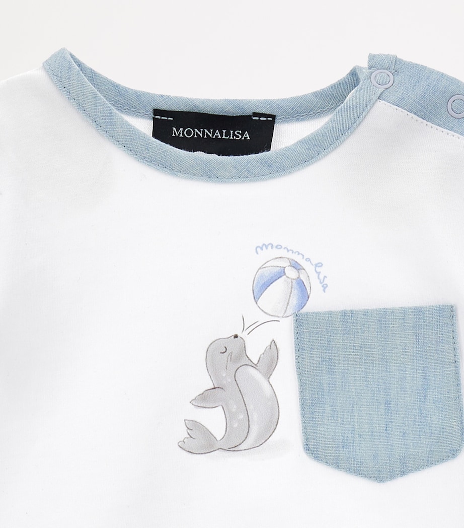 Cotton Seal Print T-Shirt and Shorts Set (1-9 Months) BIANCO+BLUETTE Image 3