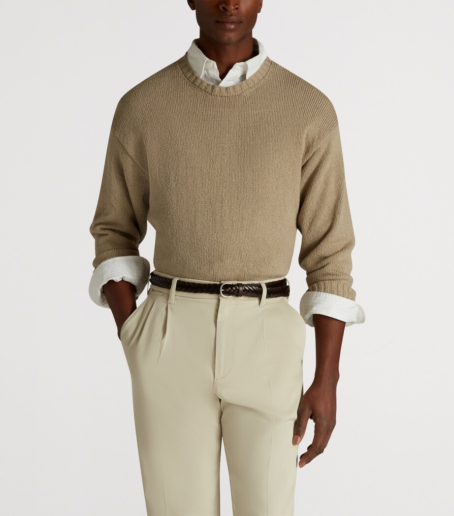 Cotton Crew-Neck Sweater 280BEIGE Image 4