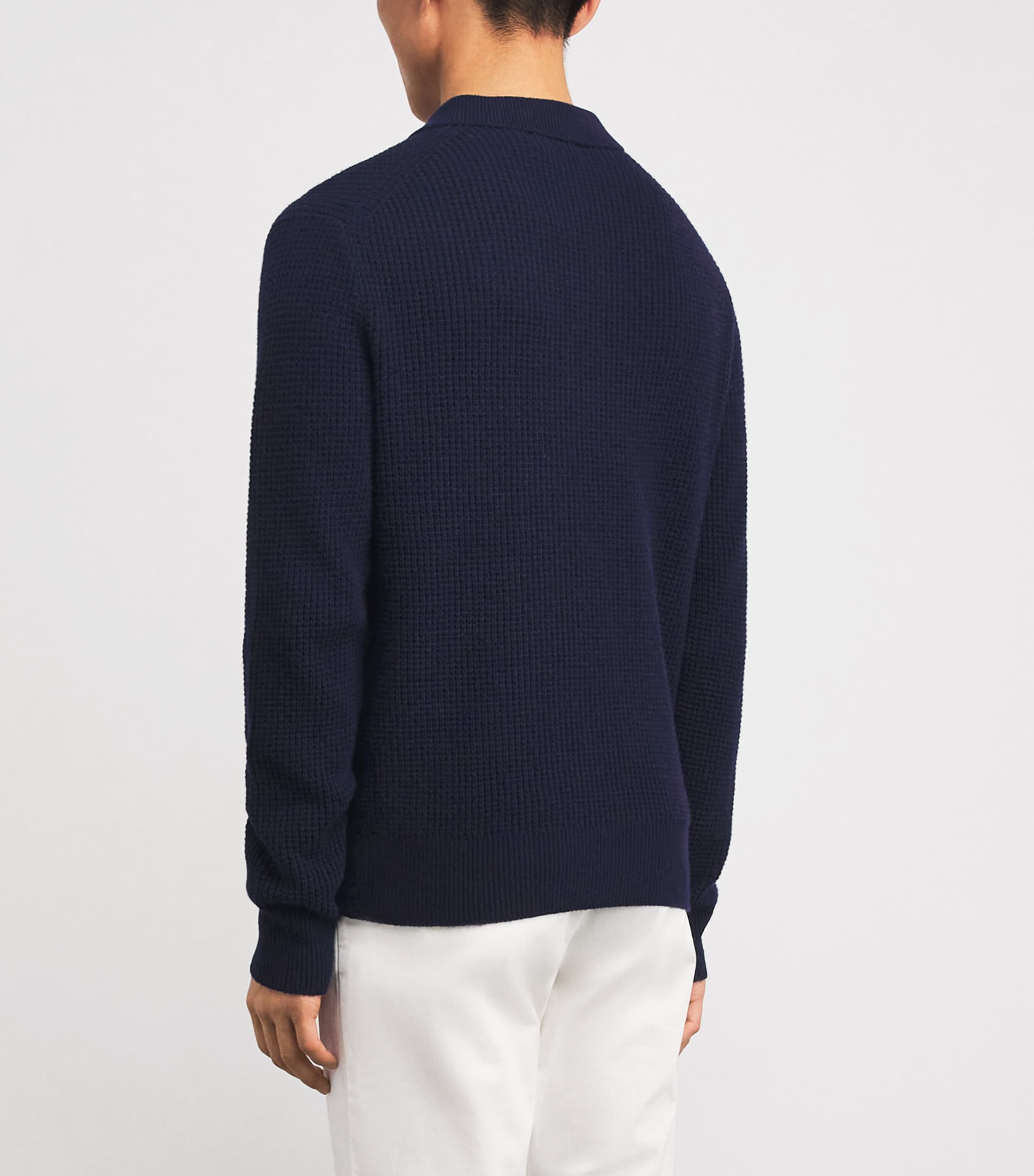 Wool-Cotton Polo Sweater HUNTER NAVY Image 4