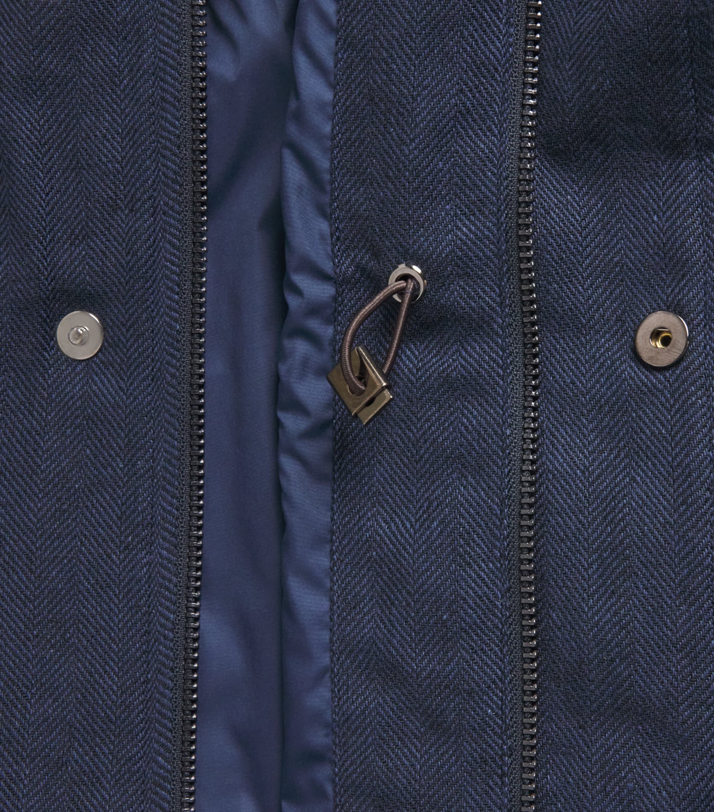 N.Peal Mens Linen-Cotton Hampton Jacket Blue Herringbone Image 7