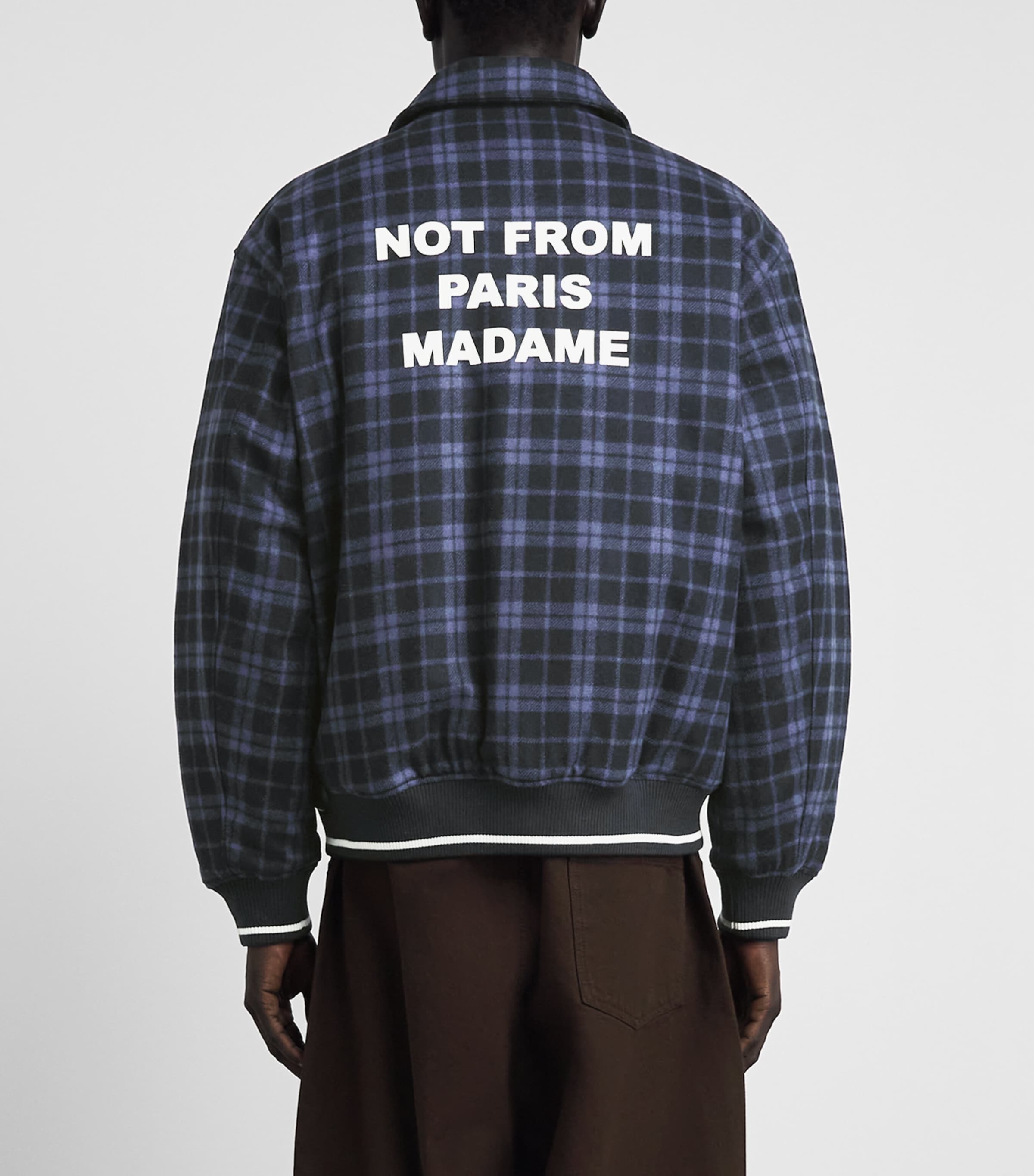 Drôle De Monsieur Mens Check Flannel Slogan Jacket Navy Image 5