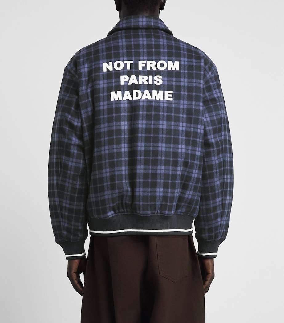 Drôle De Monsieur Mens Check Flannel Slogan Jacket Navy Image 5