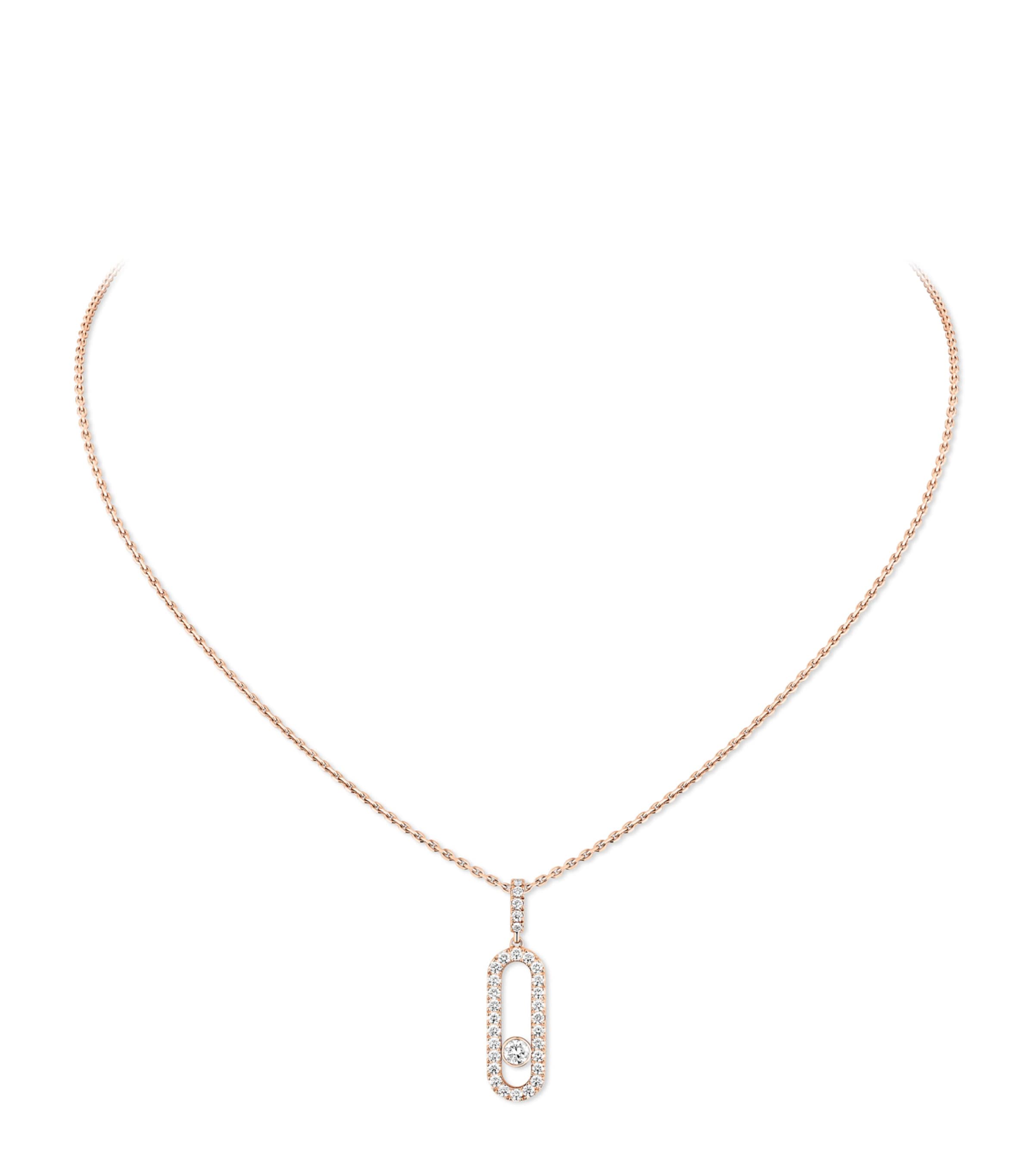 Messika Move Uno Rose Gold and Diamond Pendant Necklace Pink Gold Image 1