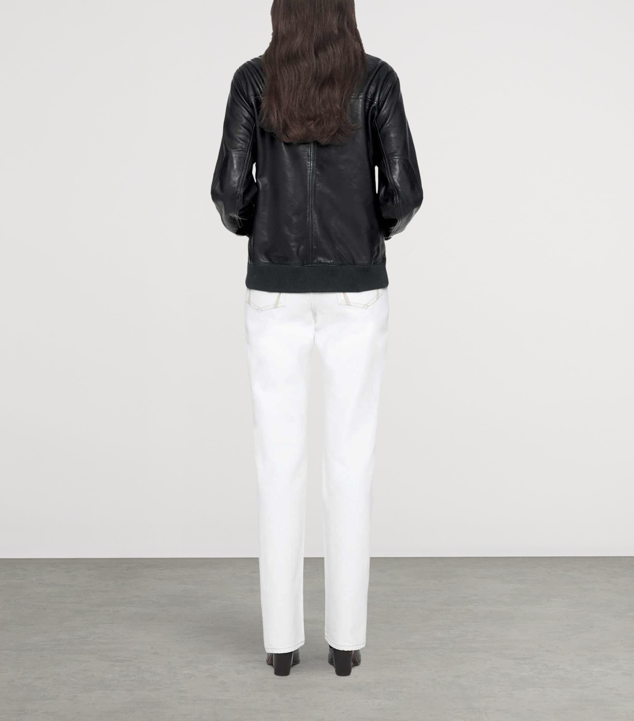 AllSaints Womens Memphis Leather Jacket Navy Blue Image 7