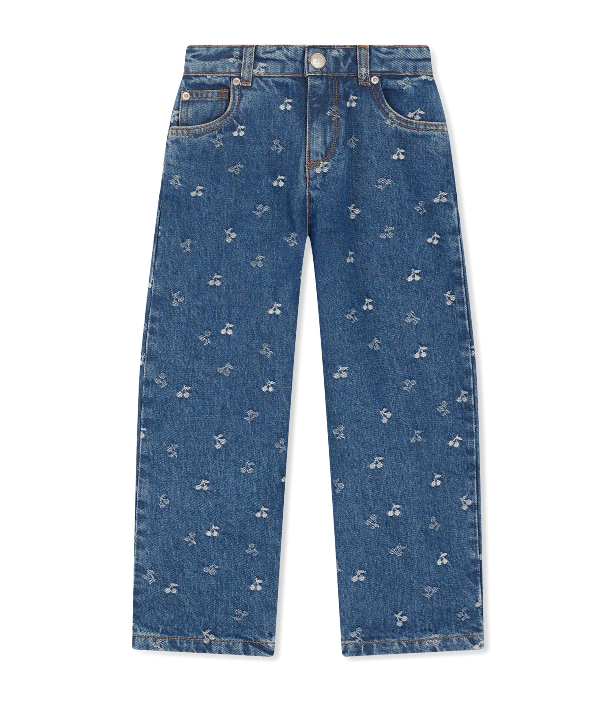 Bonpoint Cherry Embroidery Jeans In Brown