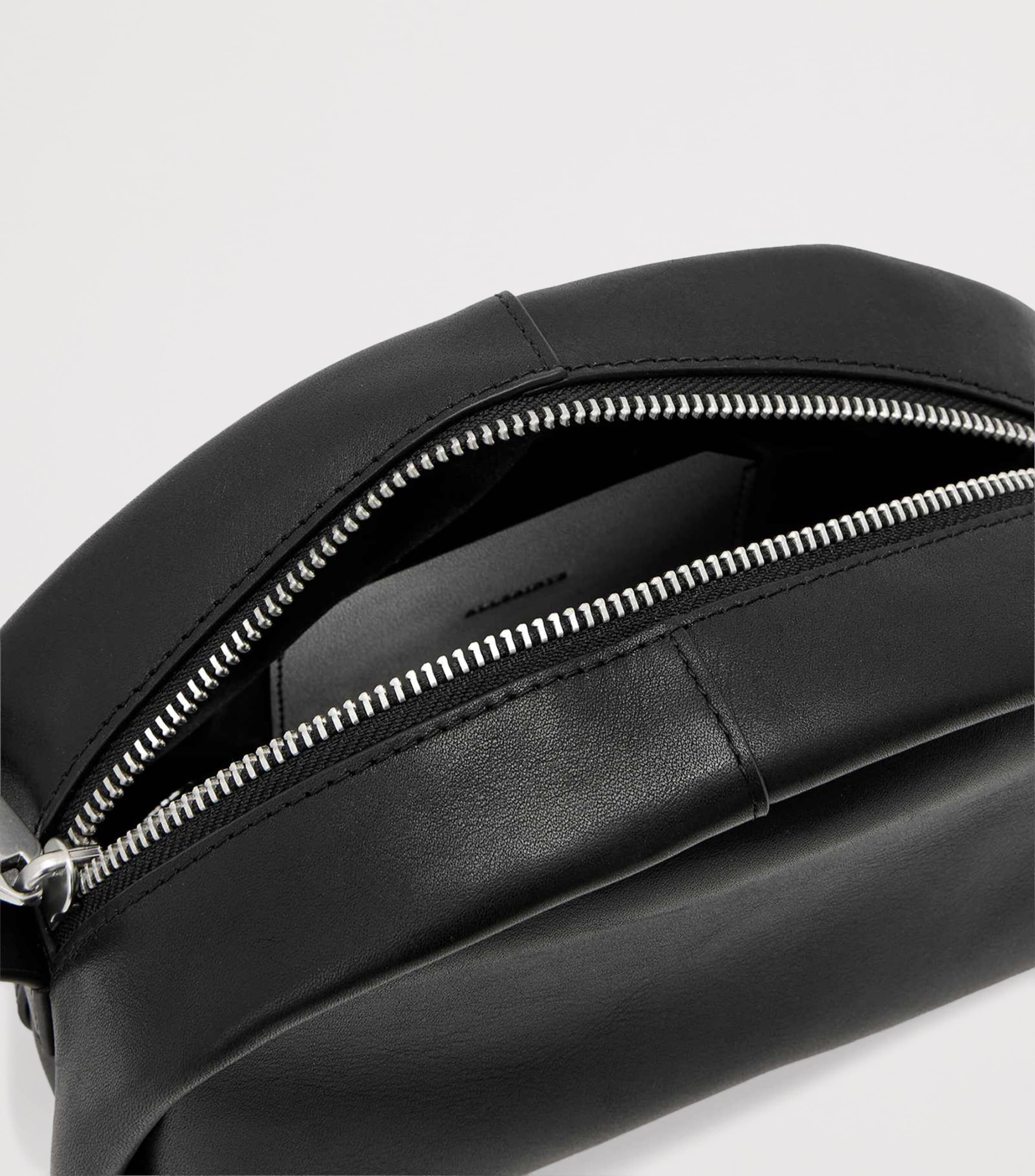 AllSaints Leather Rosalie Arc Cross-Body Bag Black/silver Image 5