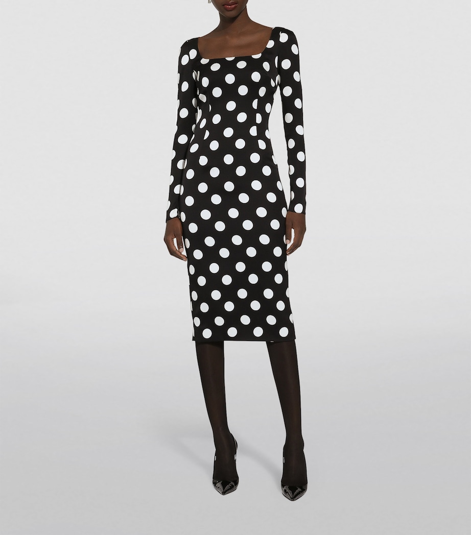 Silk Polka-Dot Bodycon Dress HNL2W-POIS BCO FDO.N Image 2