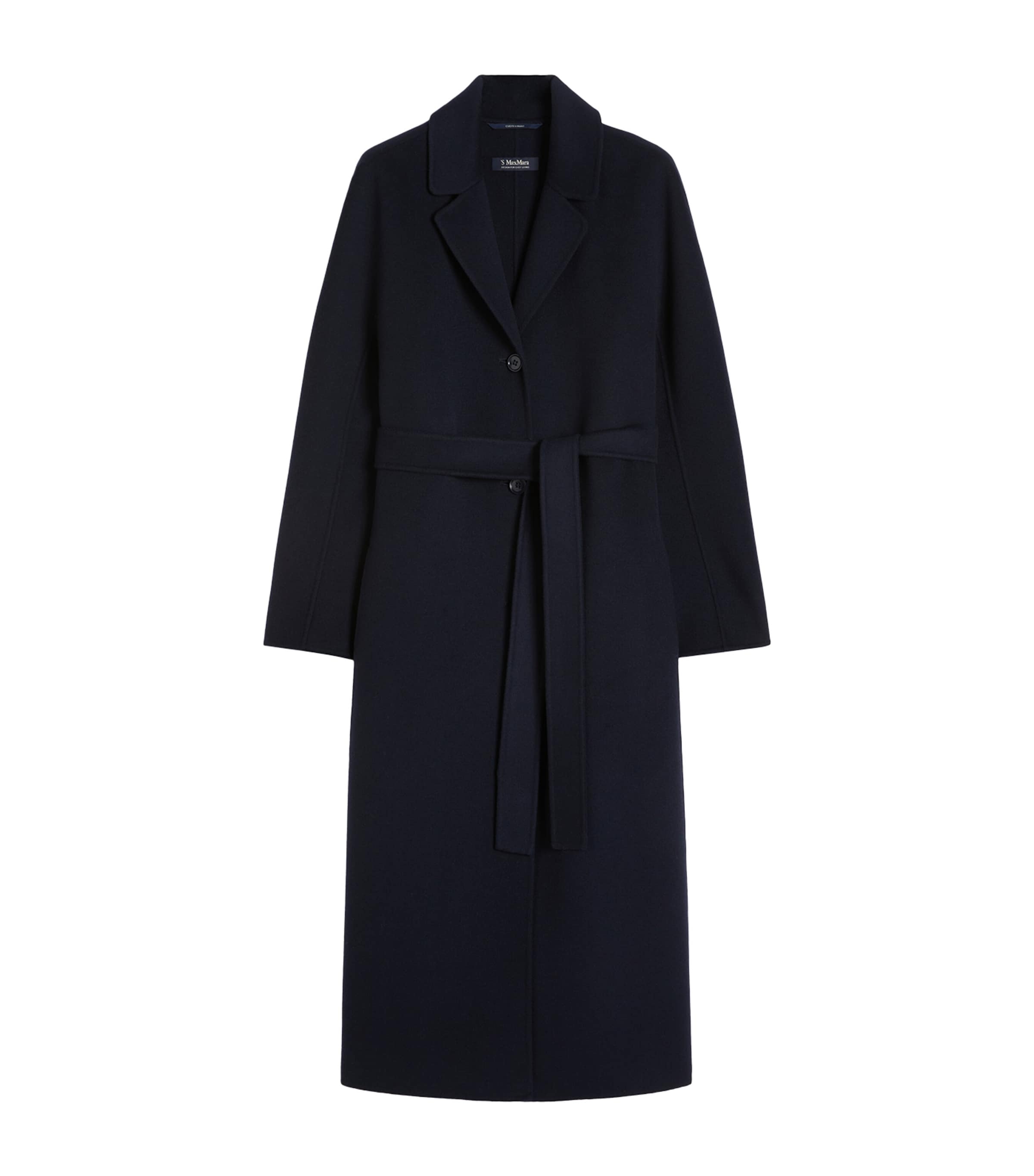 Max Mara Womens Virgin Wool Belted Coat Midnightblue Image 1
