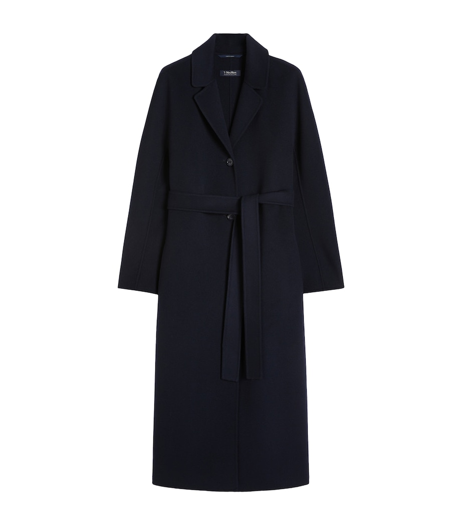 Max Mara Womens Virgin Wool Belted Coat Midnightblue Image 1