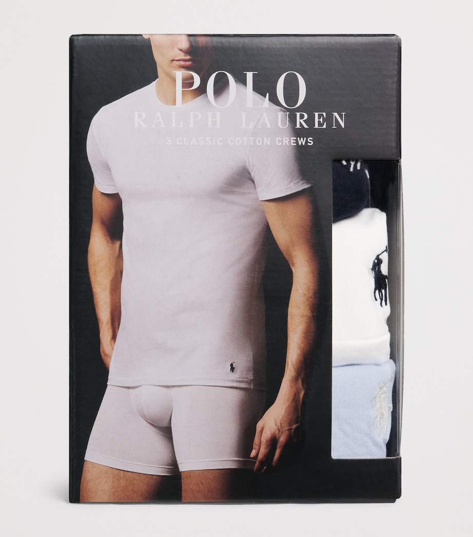 Cotton Crew-Neck T-Shirt (Pack of 3) NVY/WHT/OXF BLU Image 6