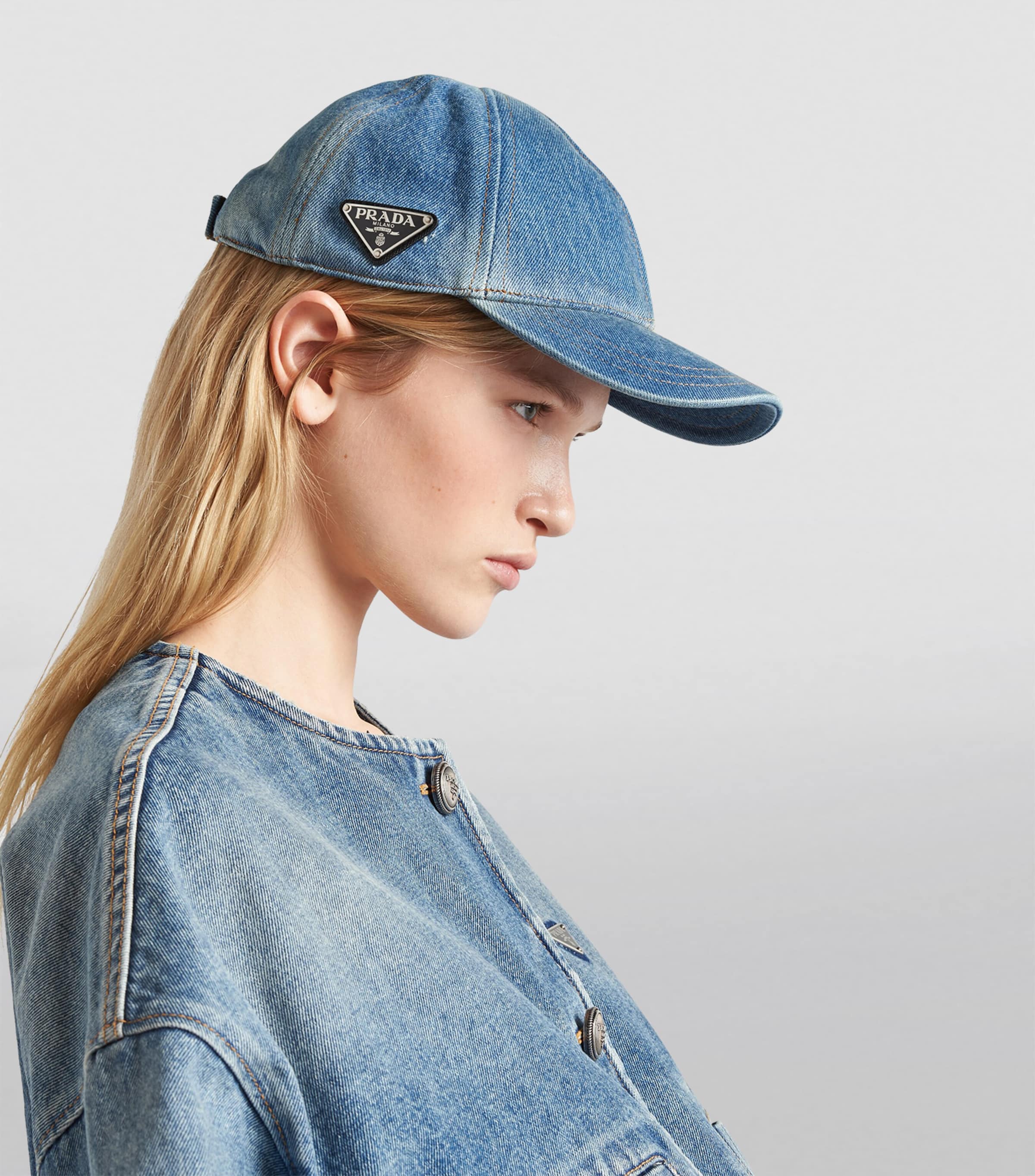Prada Blue Denim Baseball Cap | Harrods UK