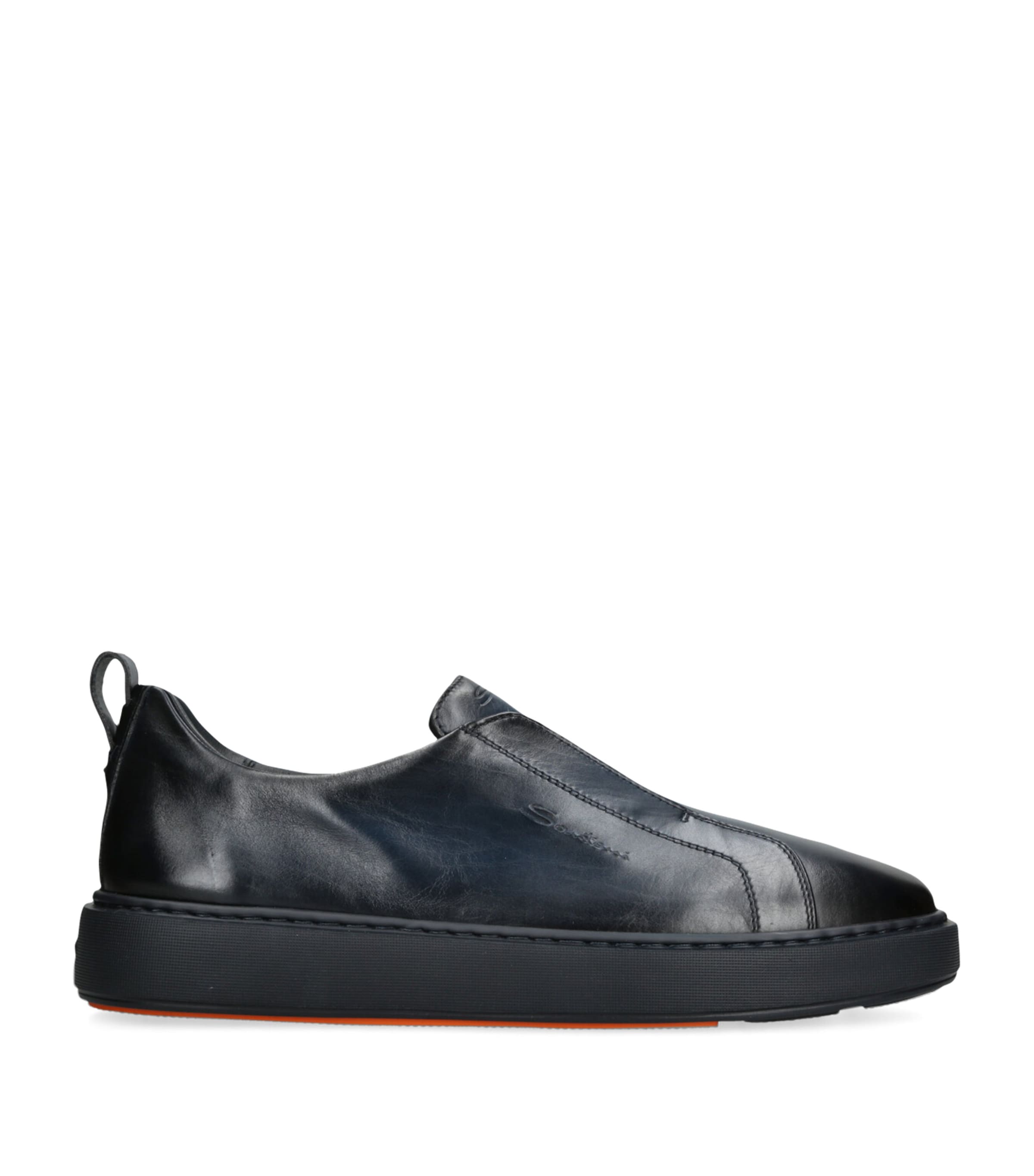 Santoni Leather Clean Icon Victory Sneakers In Blue