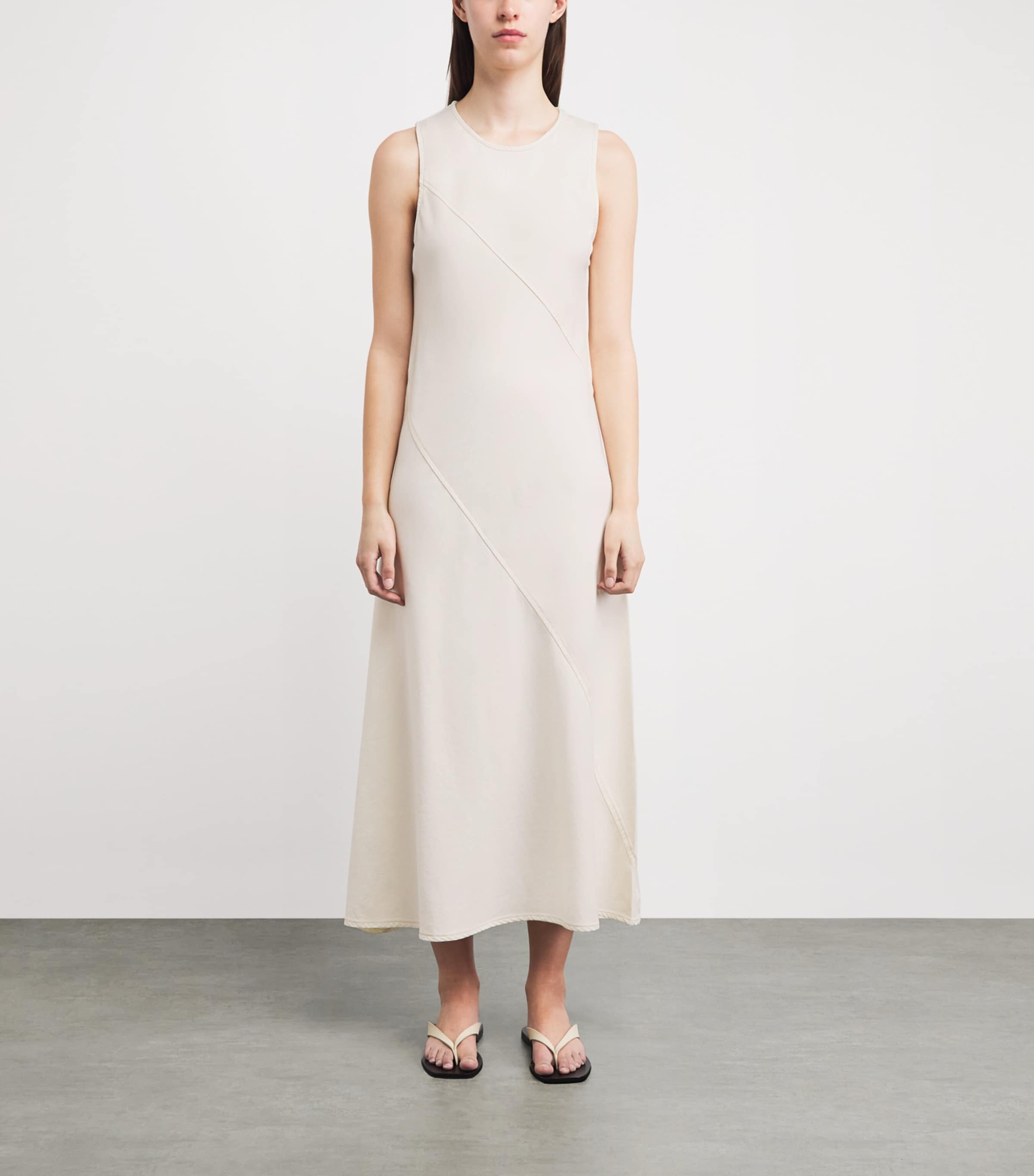 Rag & Bone Womens Cotton-Blend Twill Midi Dress Ecru Image 4