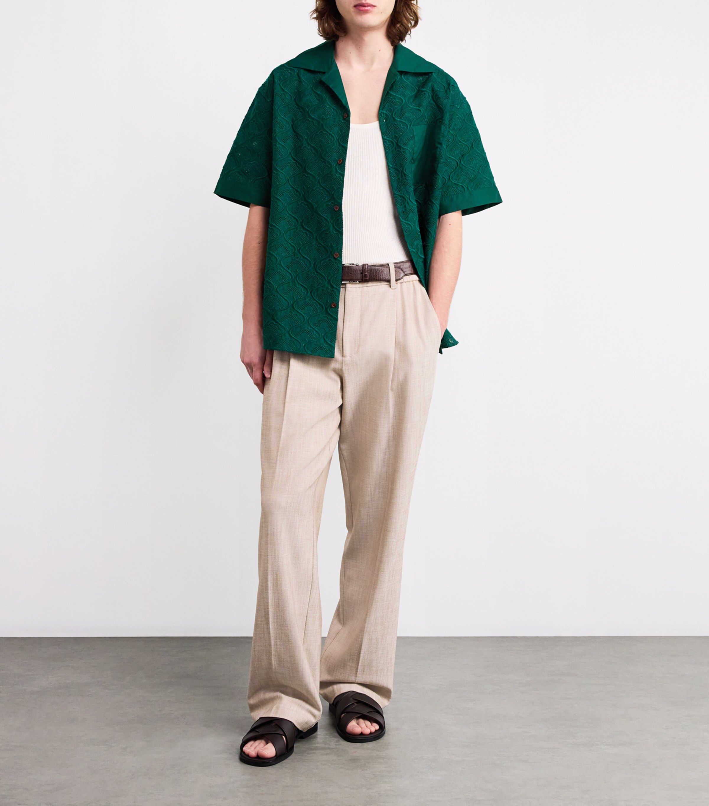 Tapestry Embroidered Shirt DARK GREEN Image 2