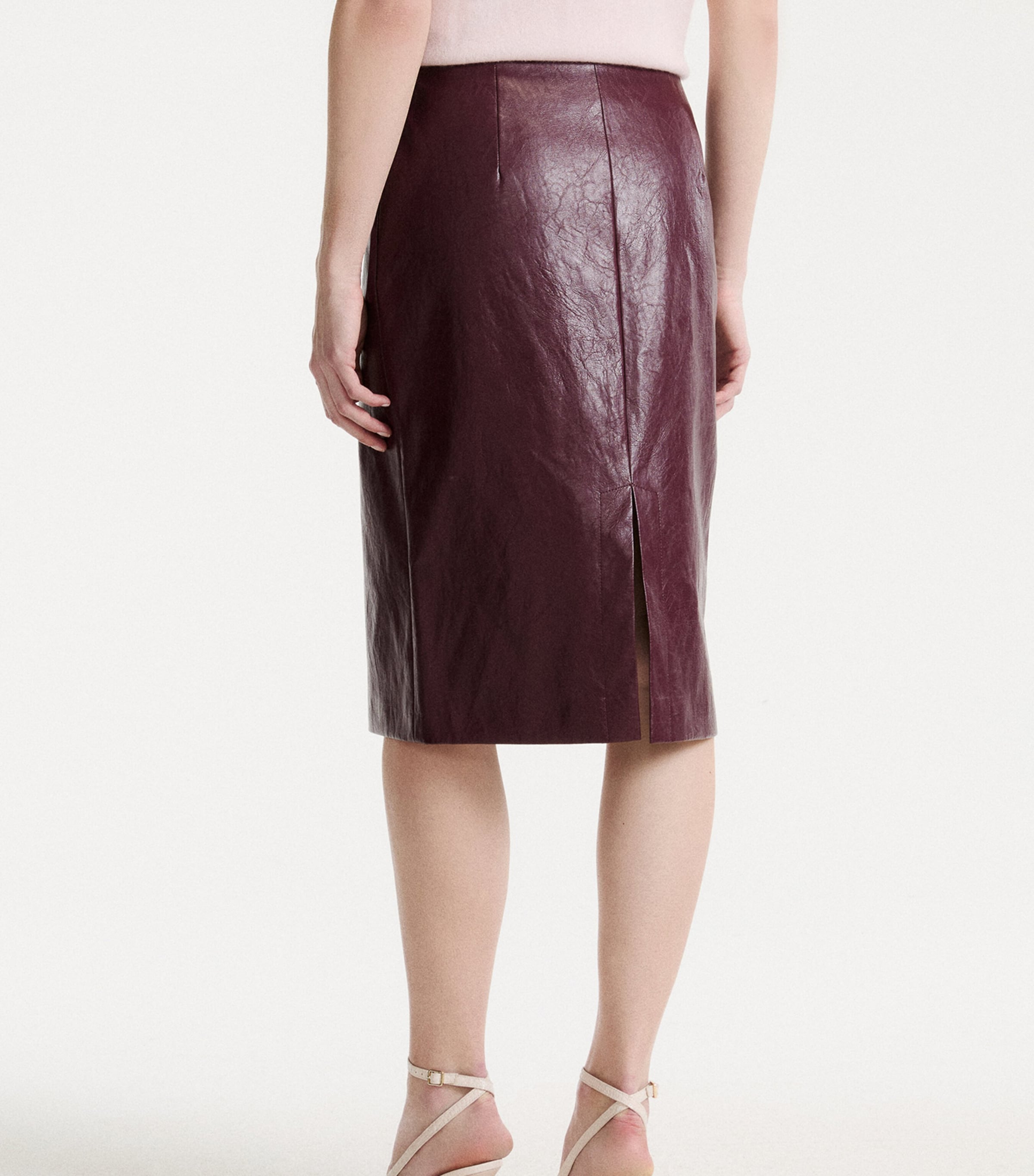 Marella Womens Aged-Effect Mini Skirt Bordeaux Image 3