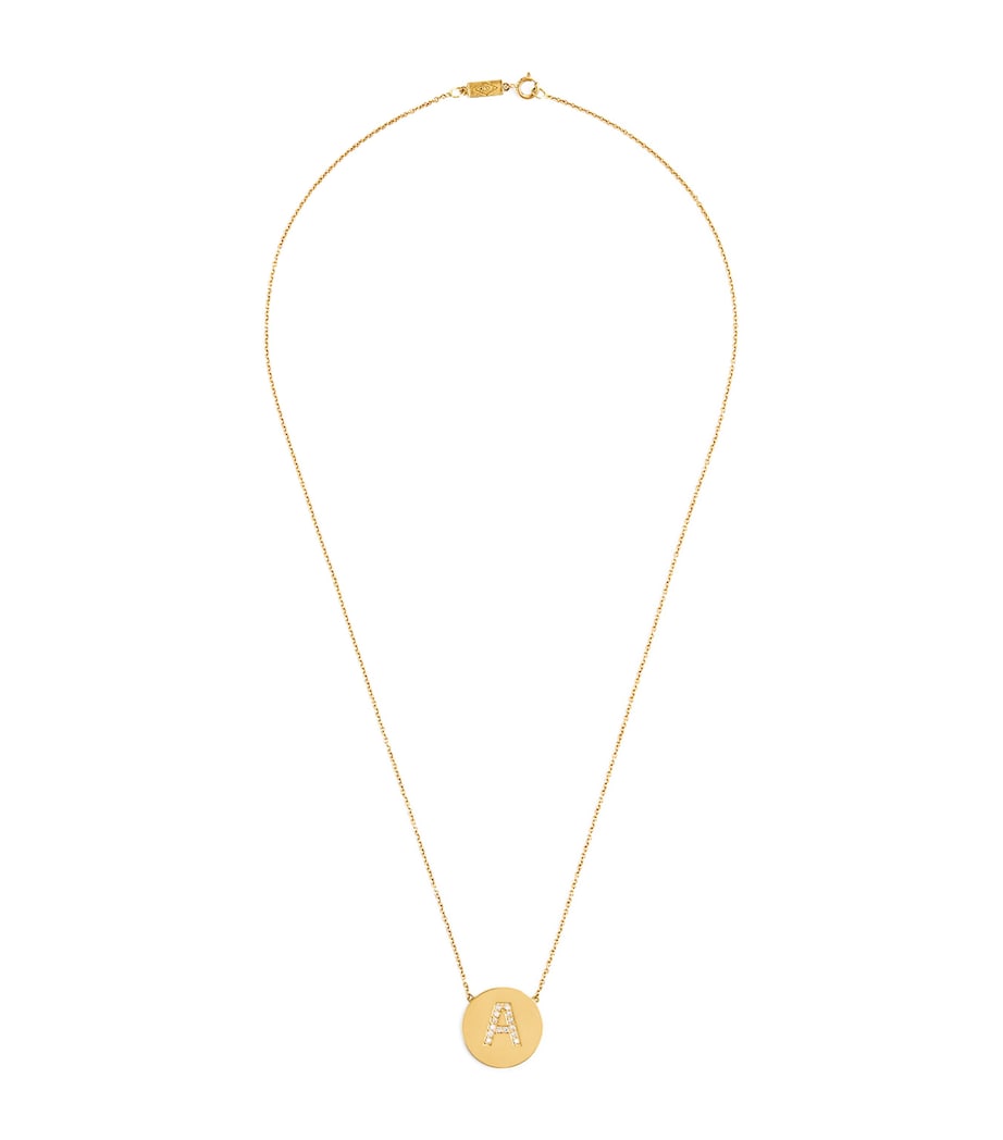 Yellow Gold and Diamond A Initial Necklace YELLOW GOLD Image 1