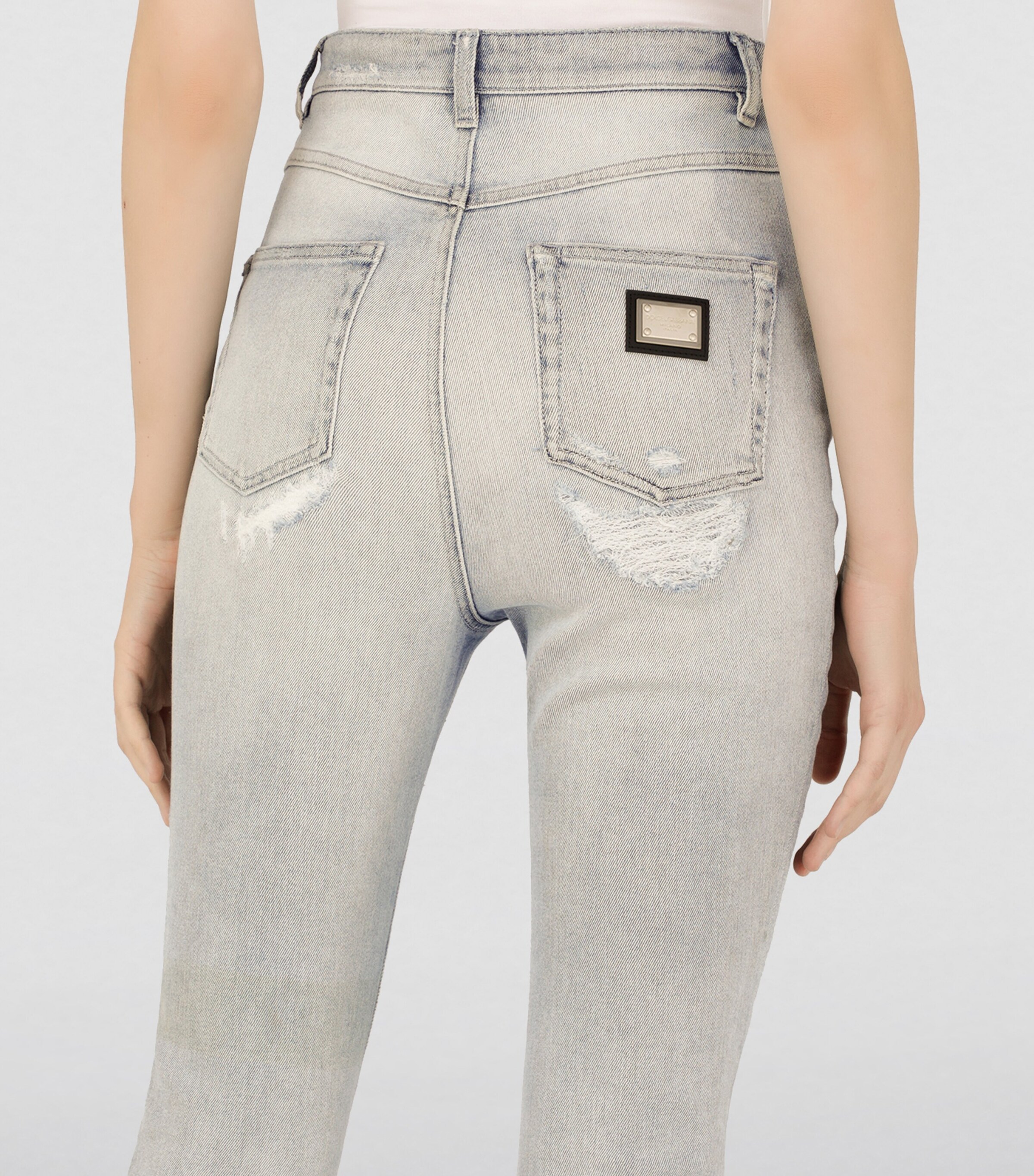 Dolce&Gabbana Womens Distressed Skinny Jeans Combined Colou Image 6