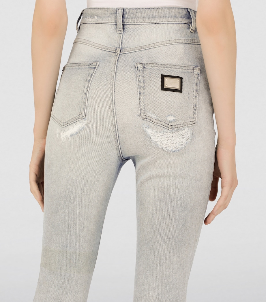 Dolce&Gabbana Womens Distressed Skinny Jeans Combined Colou Image 6