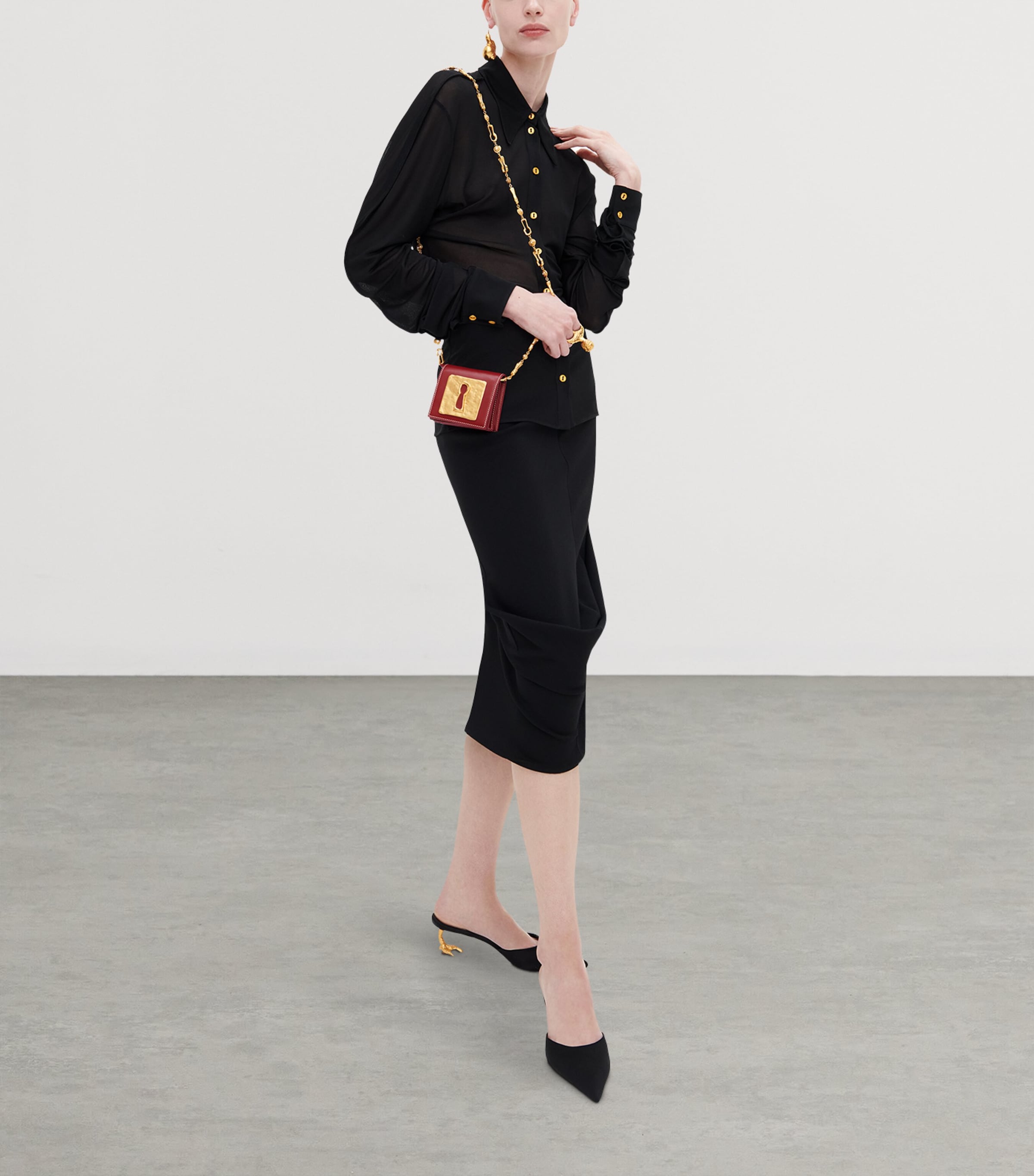 Schiaparelli Mini Leather Keyhole Clutch Bag Red Image 2