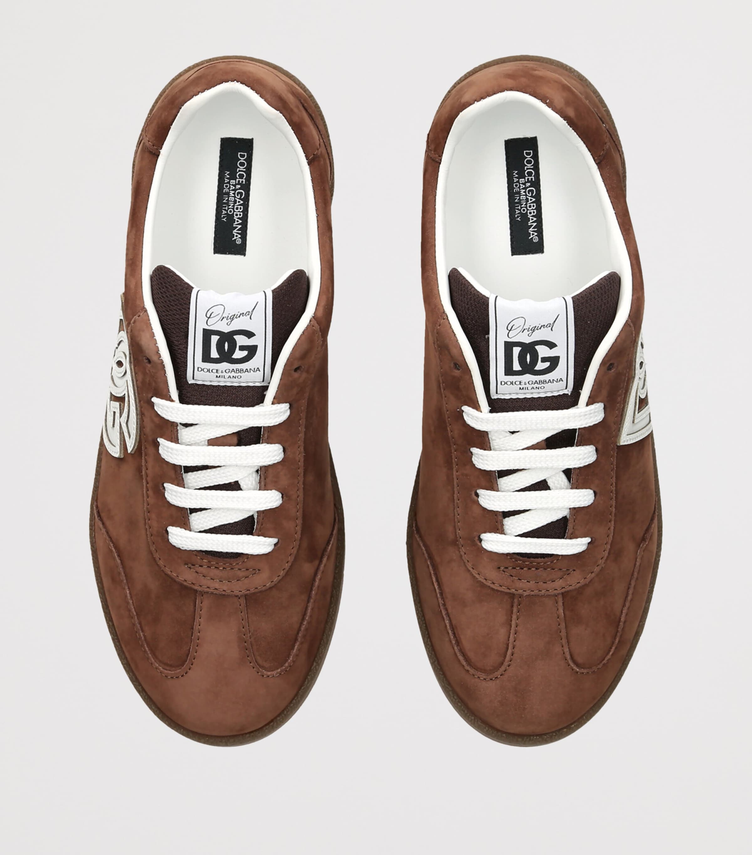 Dolce&Gabbana Kids Suede DG Sneakers Brown Image 3