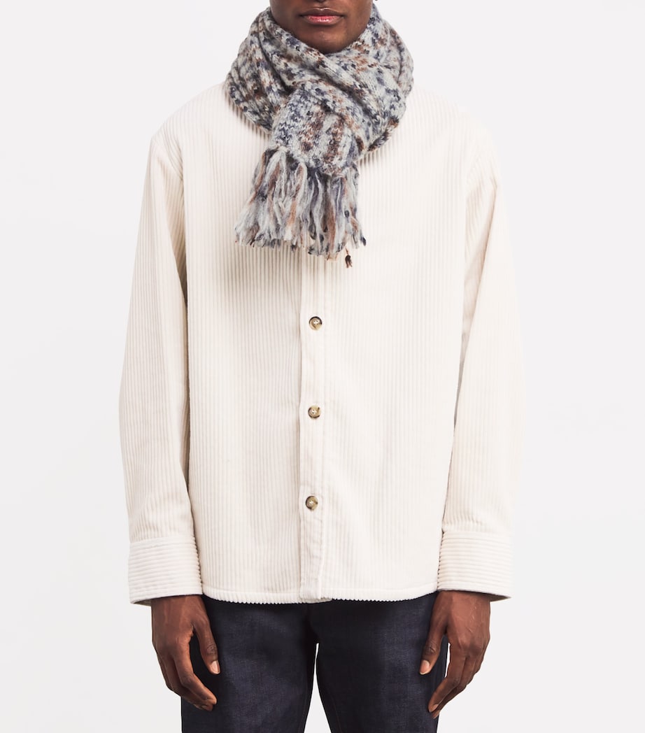 A.P.C. Mélange-Knit Fringed Scarf Pla Heather Grey Image 4