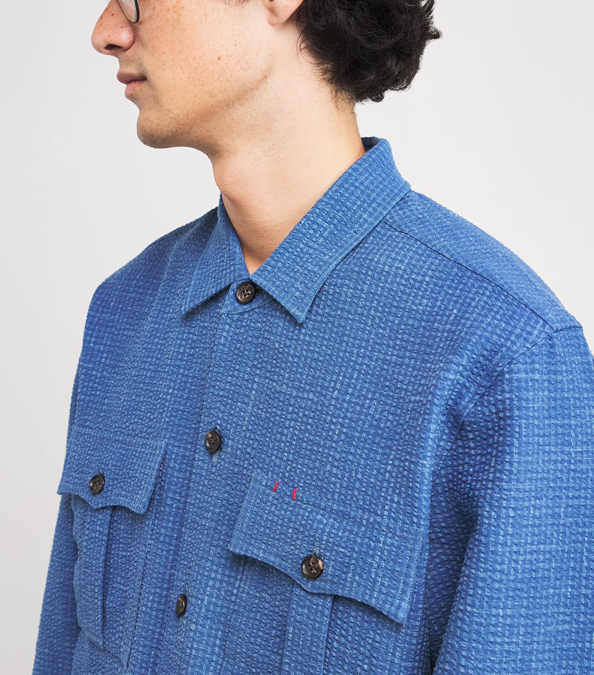 Wool-Silk-Linen Seersucker Overshirt 820 Image 6