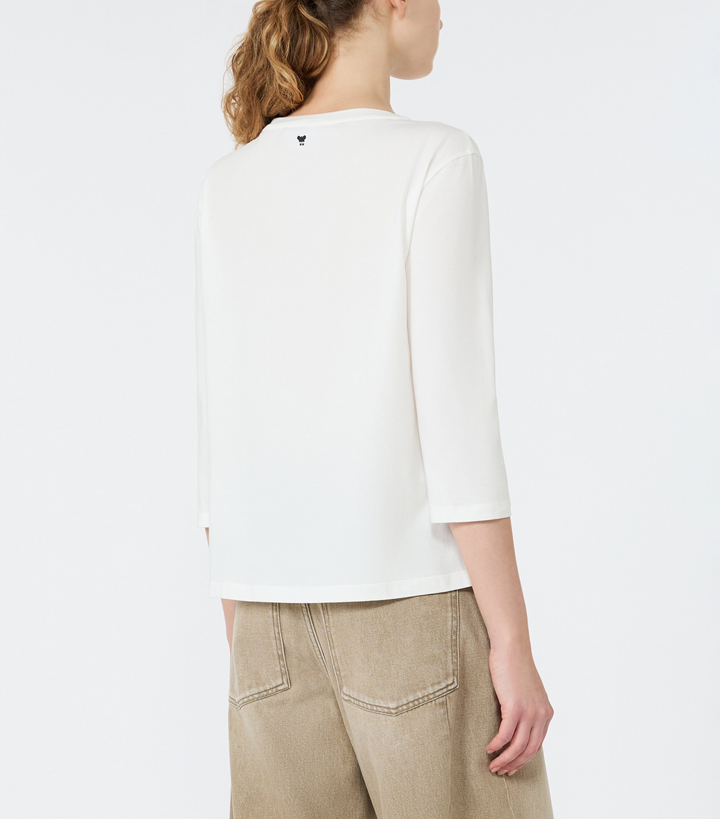 Weekend Max Mara Womens Stretch-Cotton Long-Sleeve T-Shirt White Image 4