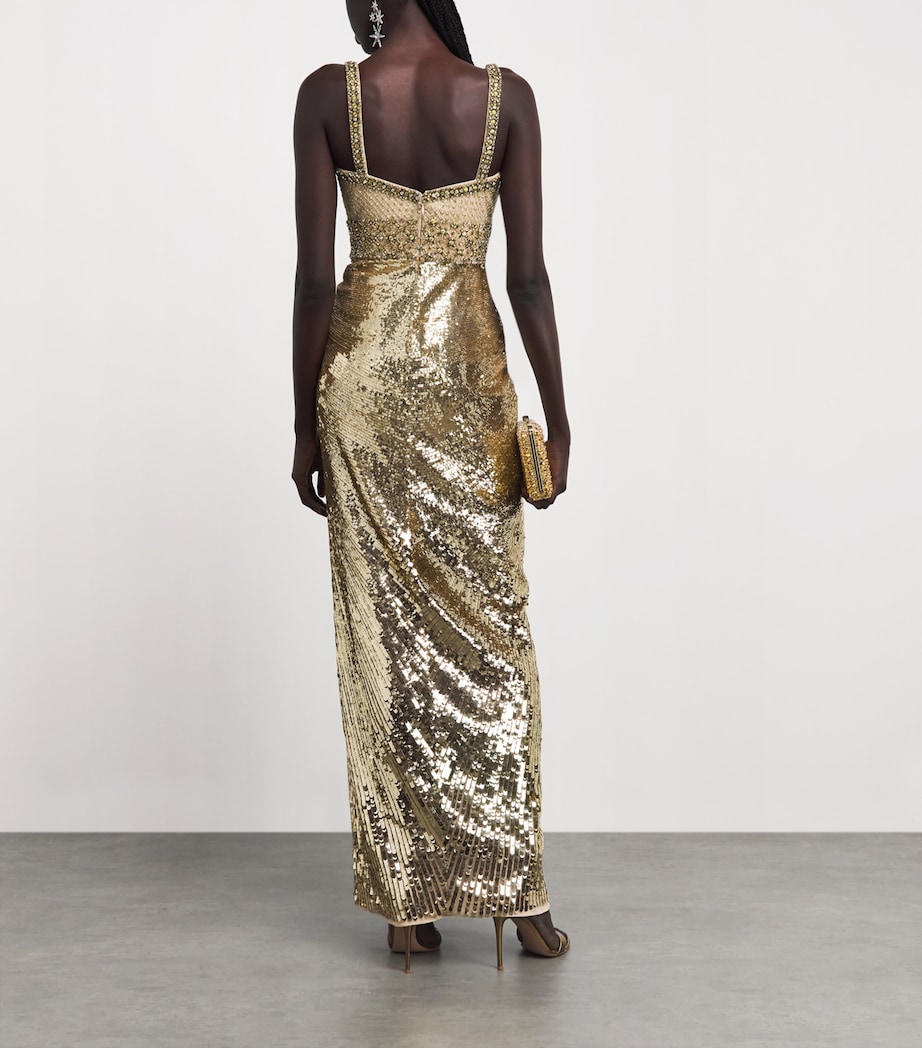 Jenny Packham Womens Only You Column Gown Illusion Image 4