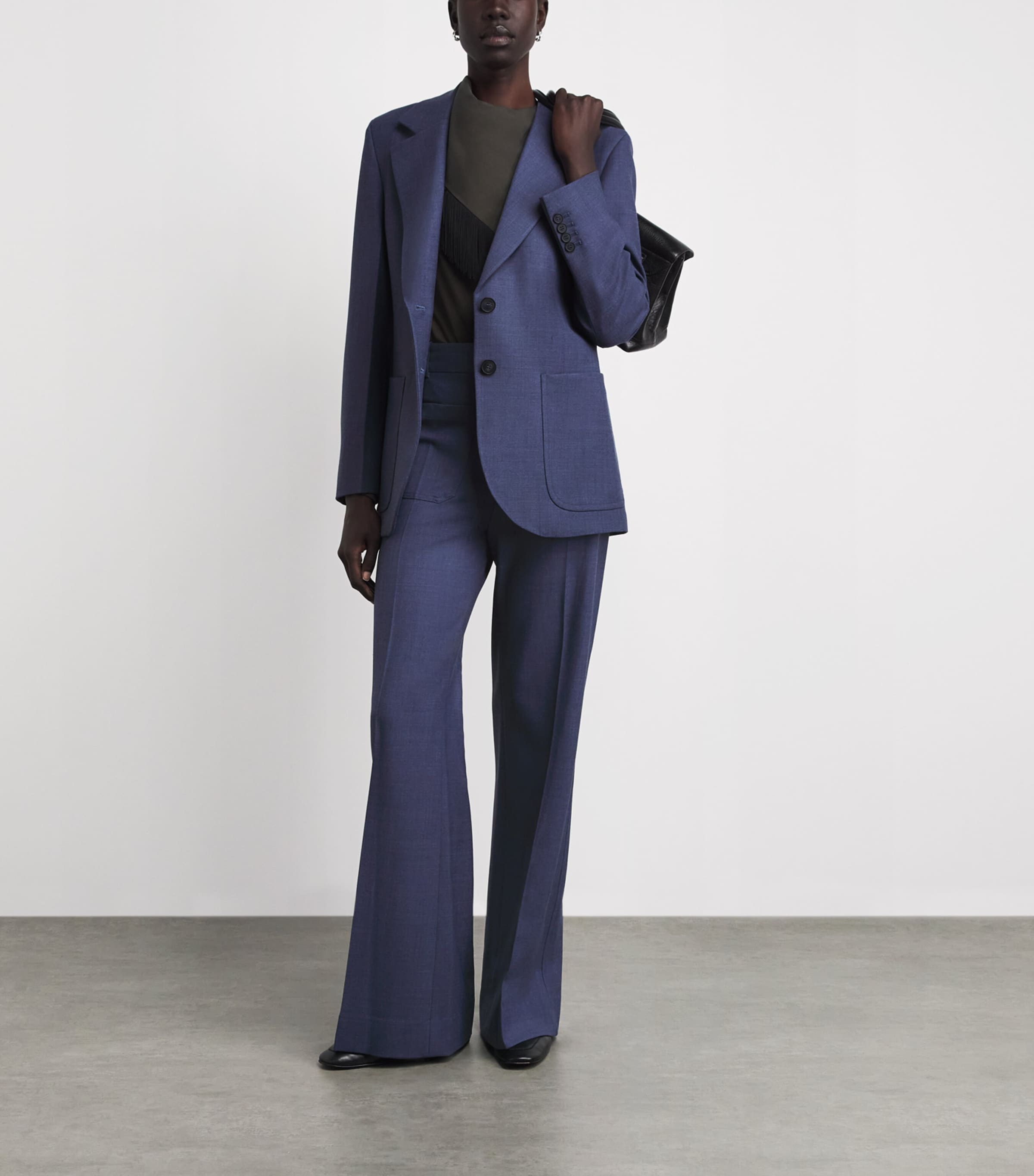 Victoria Beckham Womens Katherine Blazer Dusk Blue Melange Image 2