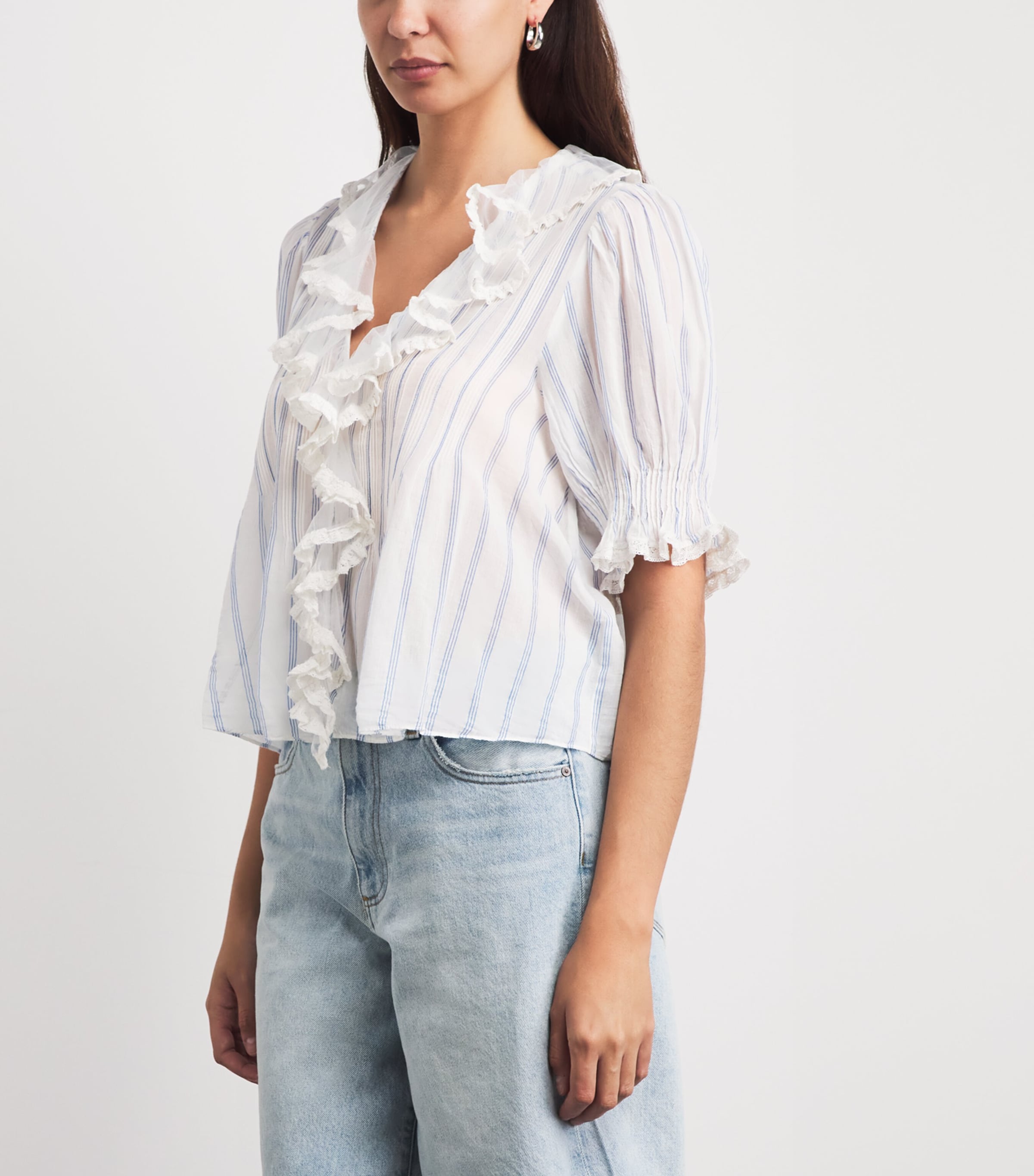 DÔEN Womens Organic Cotton Henri Blouse Saint Aurelie Stripe Image 4