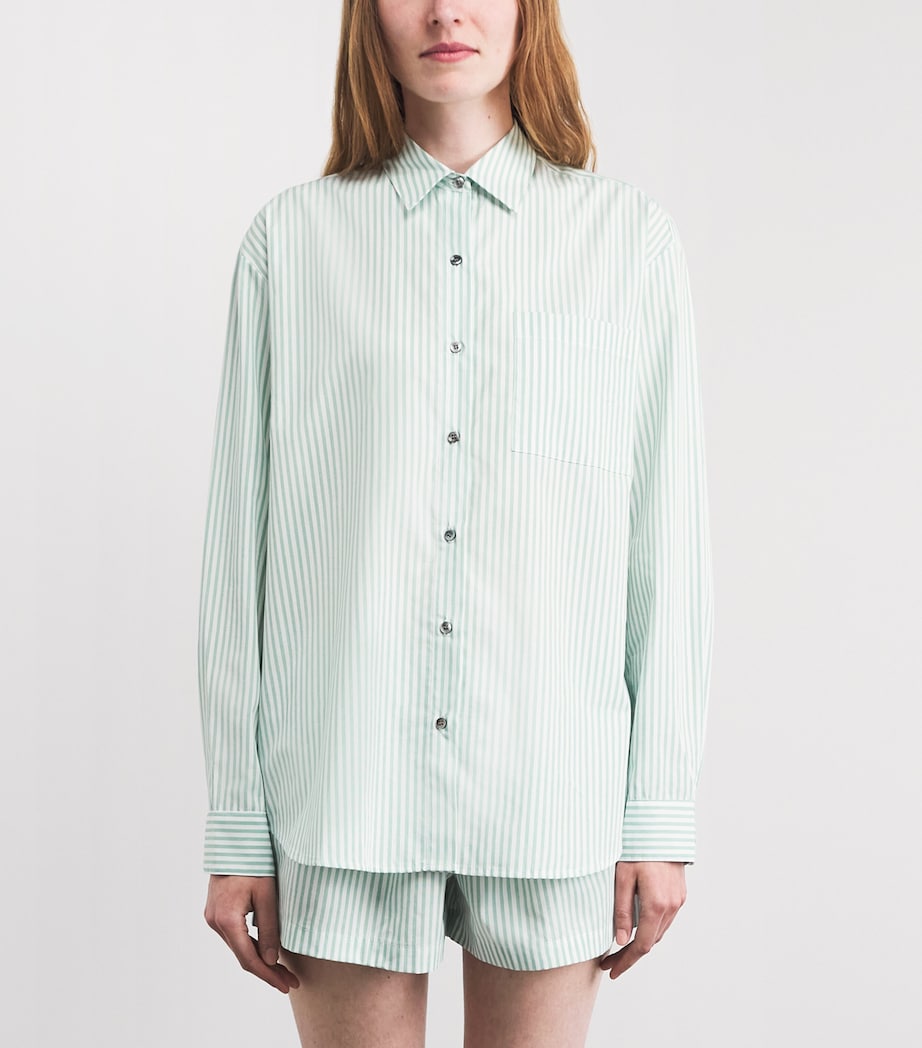LESET Womens Cotton-Blend Stripe Yoshi Shirt Vert Stripe Image 4