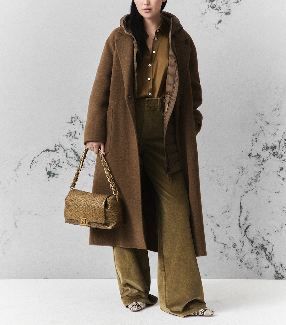Marella Womens Wool-Alpaca Layered Coat Oil Green Image 2