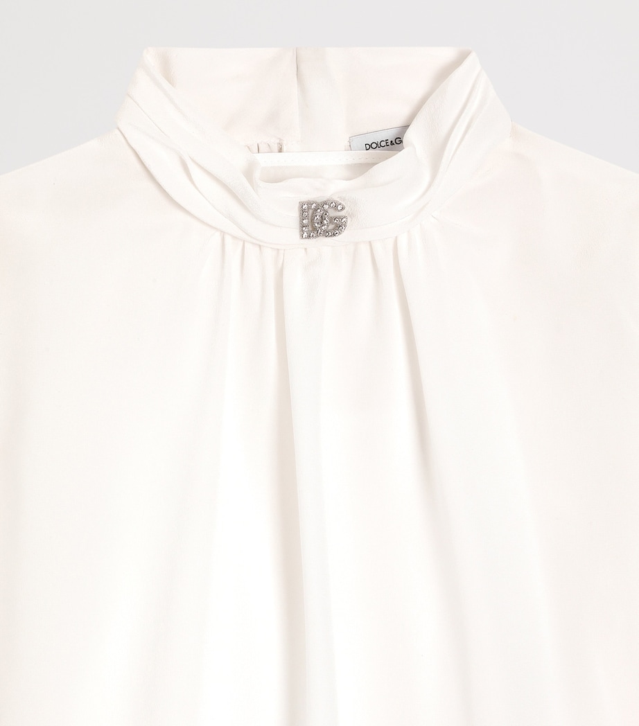 Dolce&Gabbana Kids Silk Ruffled Blouse (8-12+ Years) White Image 3