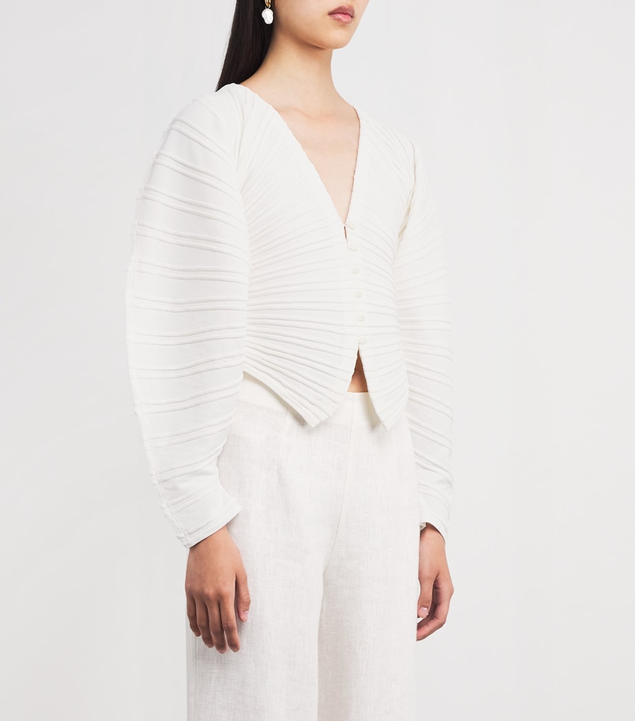 Rib-Knit Blair Cardigan OFF WHITE Image 3