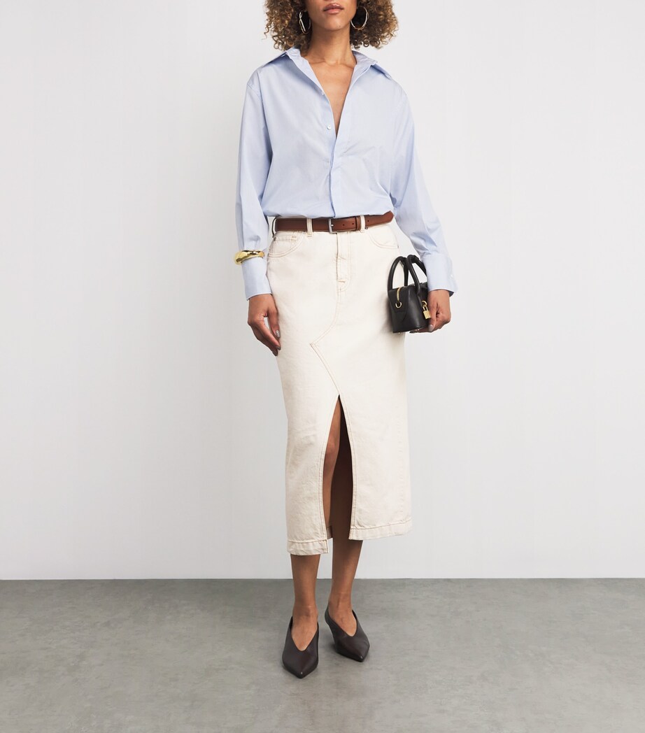 7 For All Mankind Womens Denim Midi Skirt Solitary Star Image 2