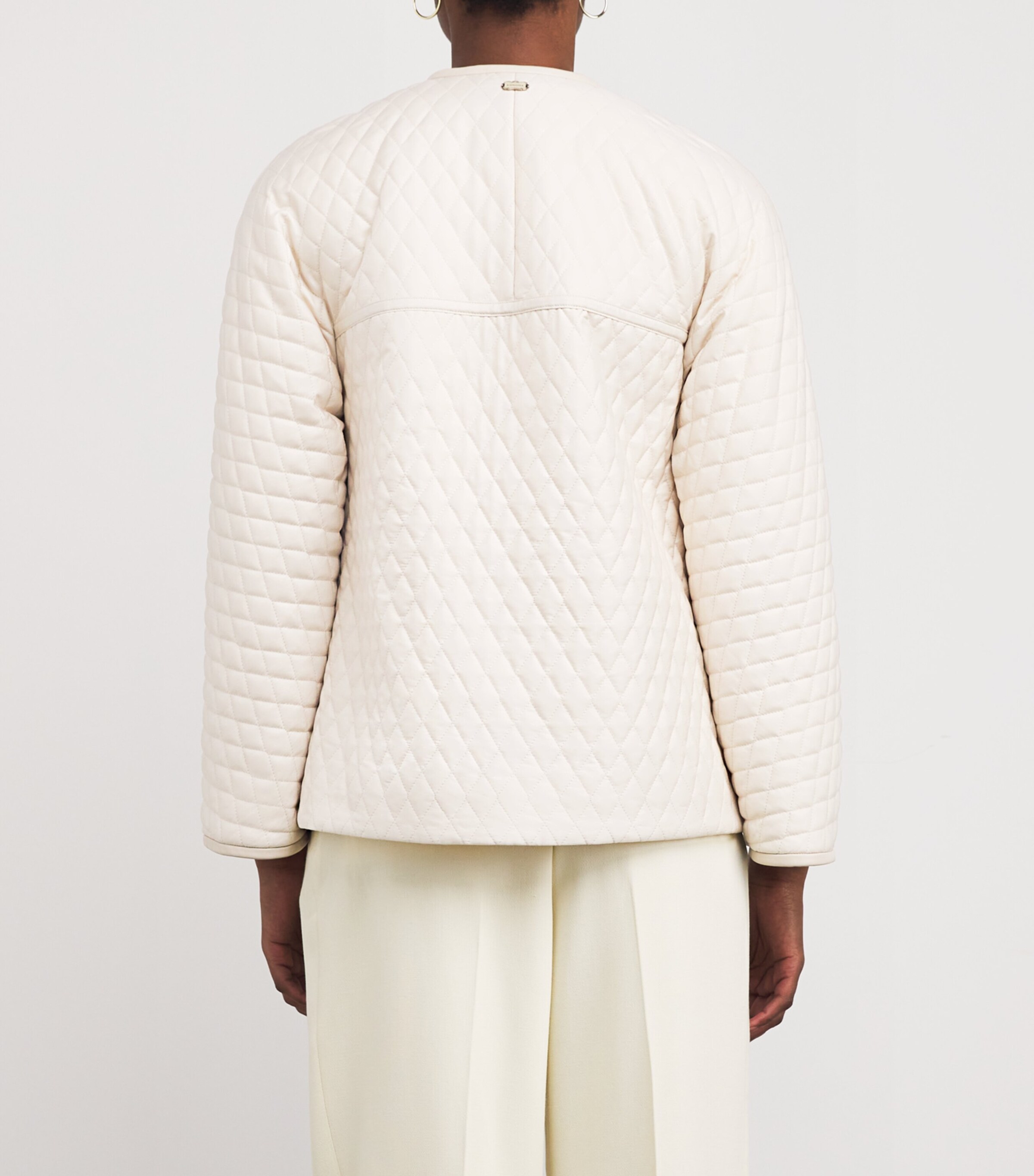 Agnona Womens Silk-Blend Quilted Jacket Oyster Image 4