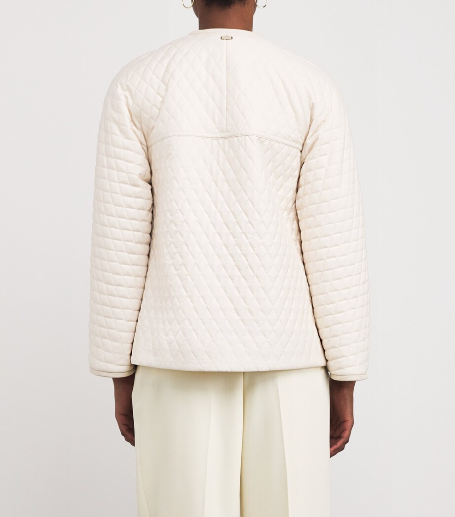 Agnona Womens Silk-Blend Quilted Jacket Oyster Image 4