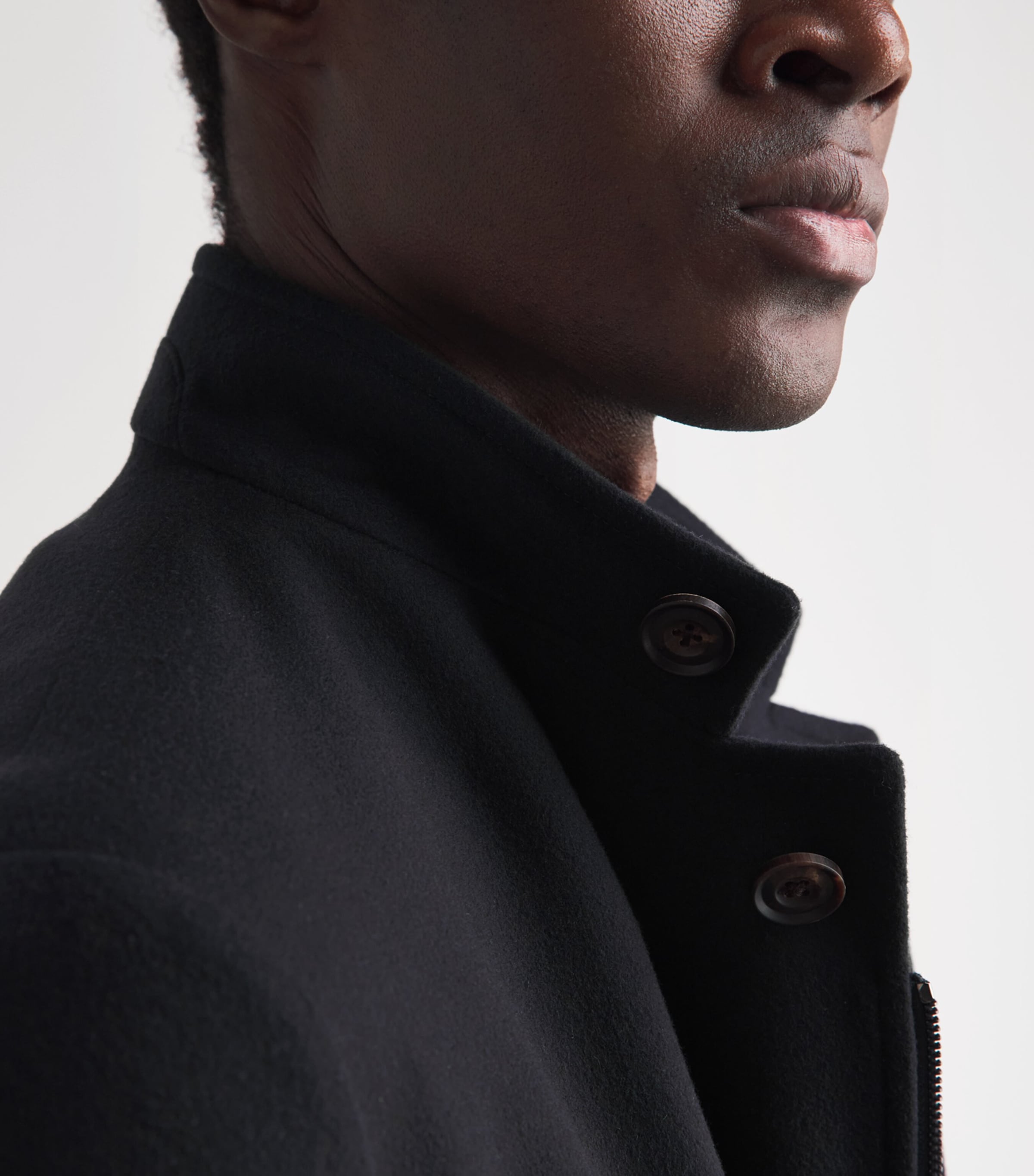 Corneliani Mens Virgin Wool High-Neck Jacket Dark Blue Image 3