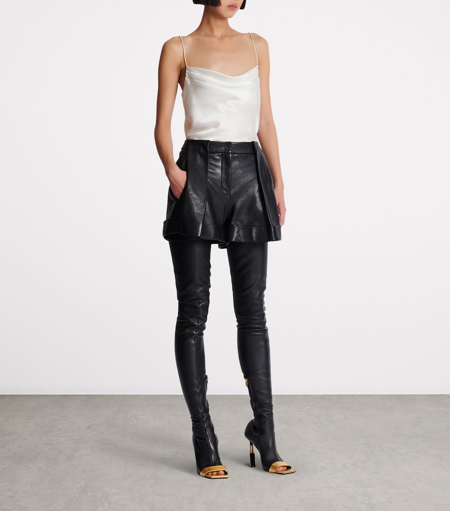 Lambskin Pleated Shorts 0PA NOIR Image 6