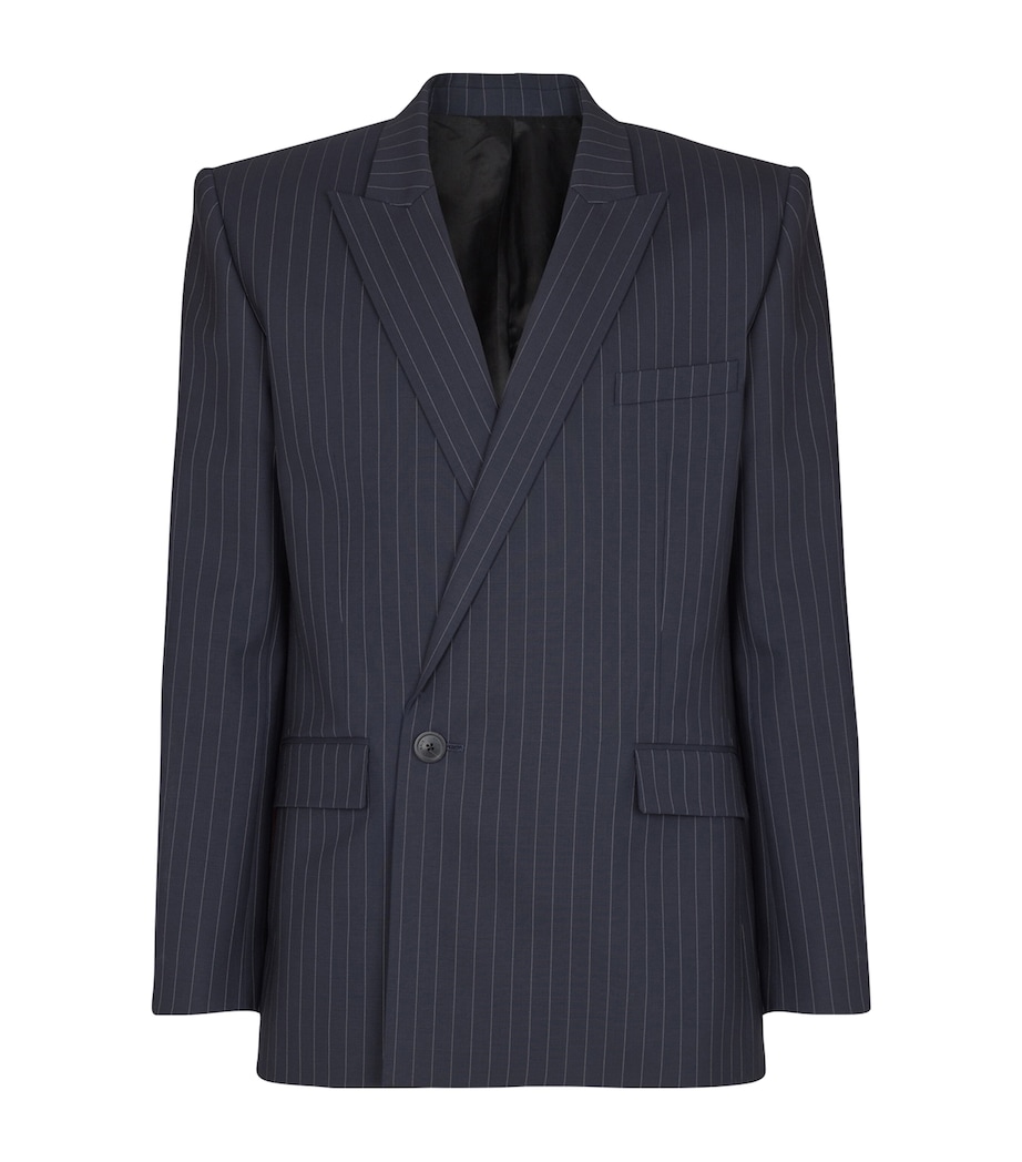 Wool Pinstripe Blazer SAJ BLEU/BLANC Image 1