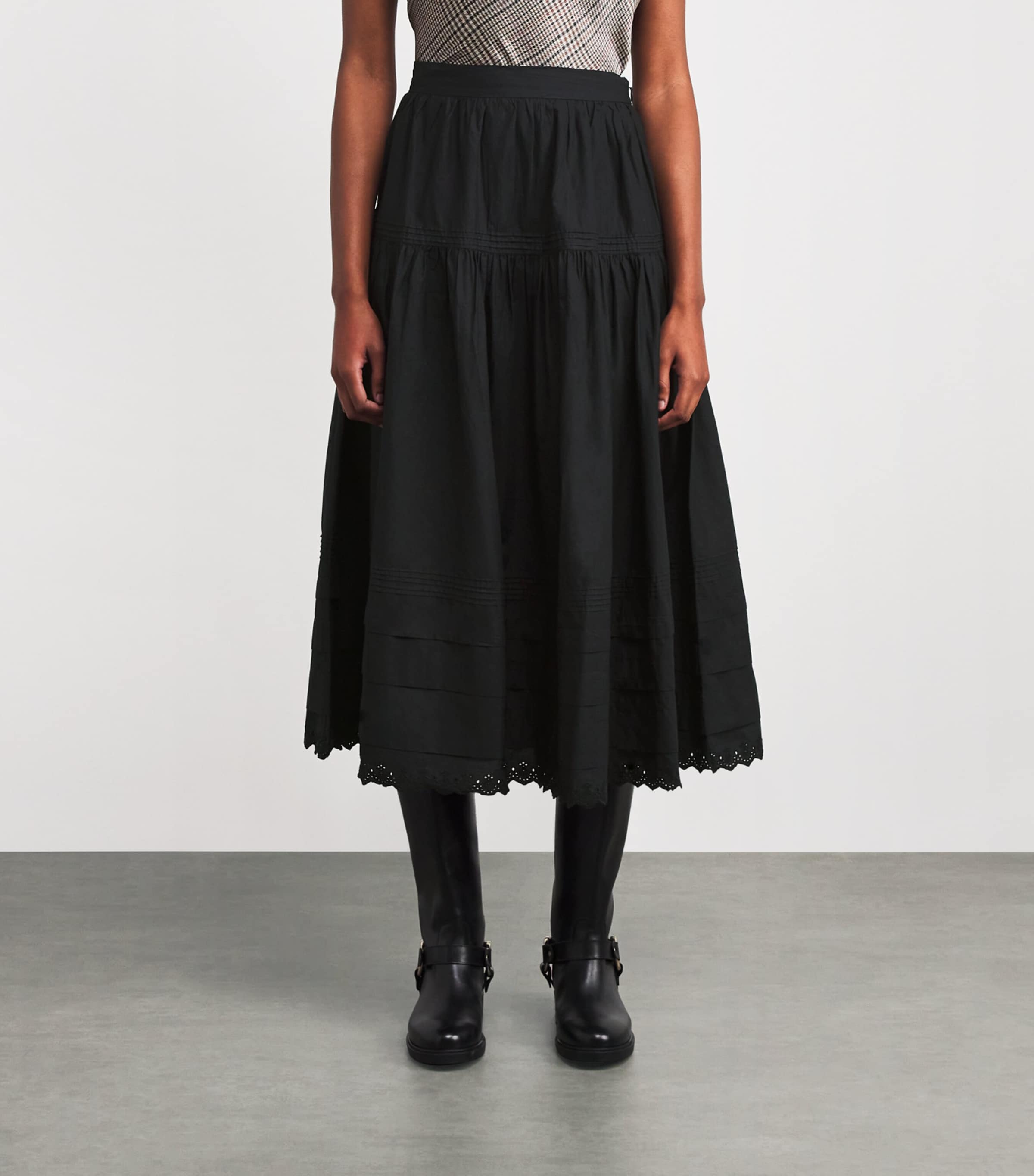 Organic Cotton Sebastiane Midi Skirt BLACK Image 3