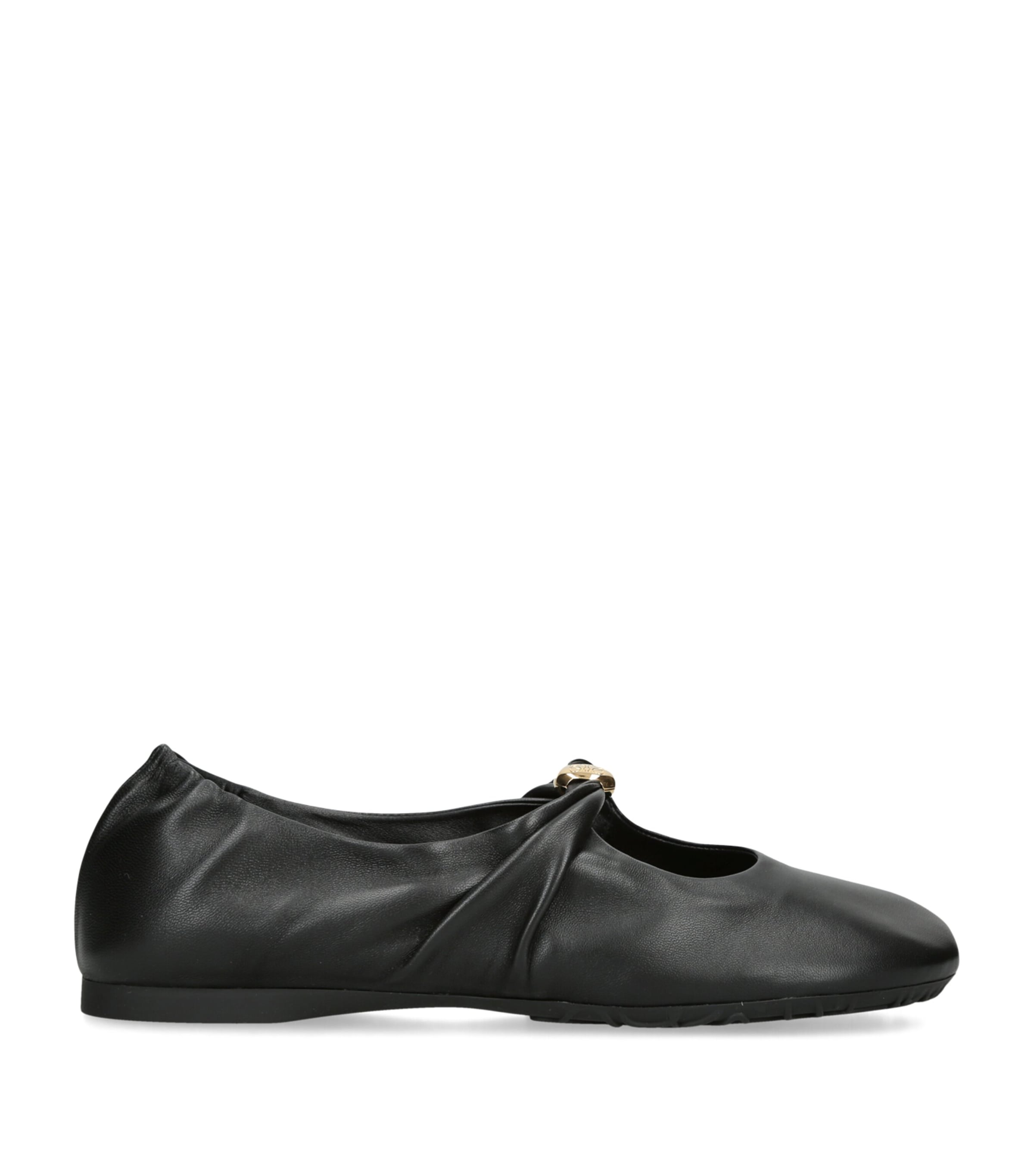 LOEWE Womens Leather Pebble Soft Ballet Flats Black Image 1