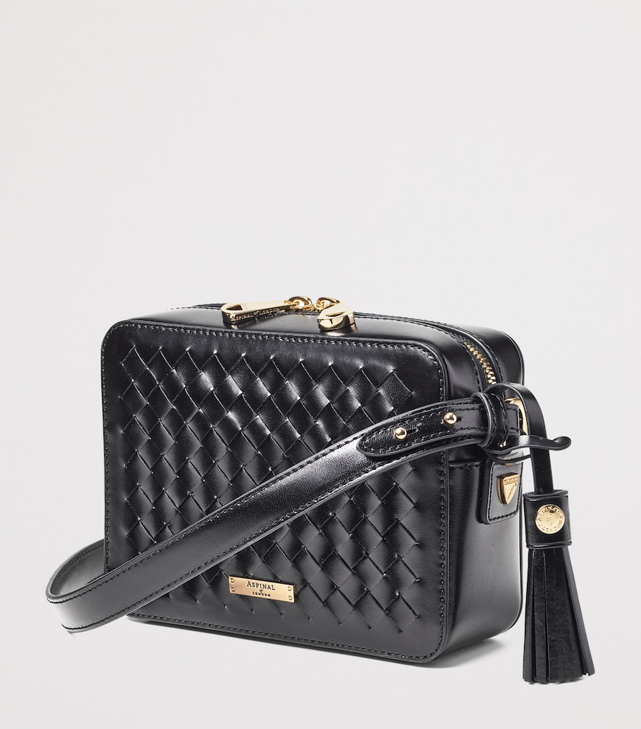 Leather Slot Weave Camera Bag BLACK Image 2