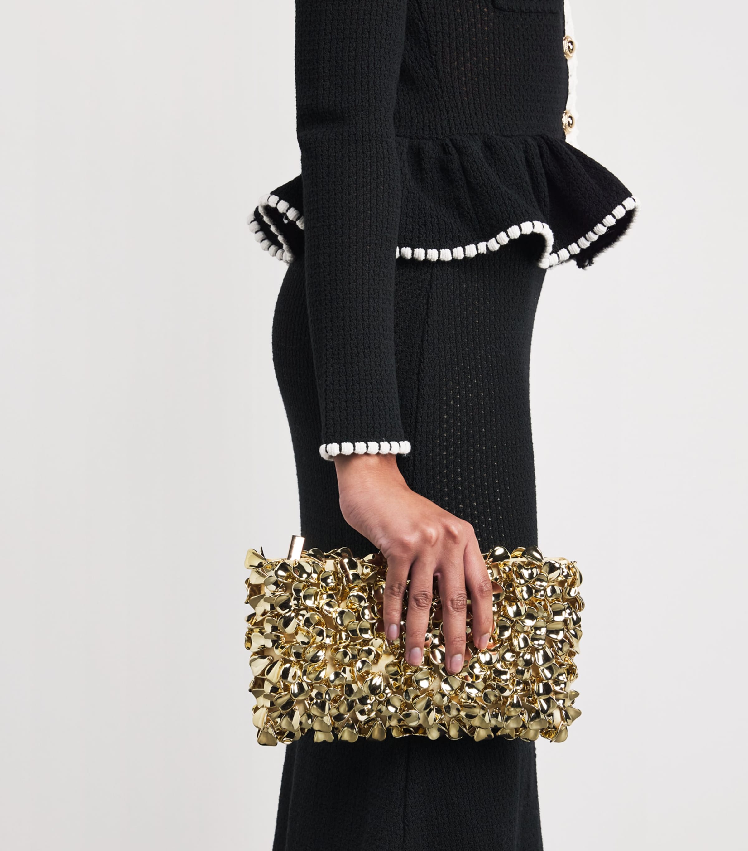 Lace-Trim Knitted Midi Dress BLACK Image 6