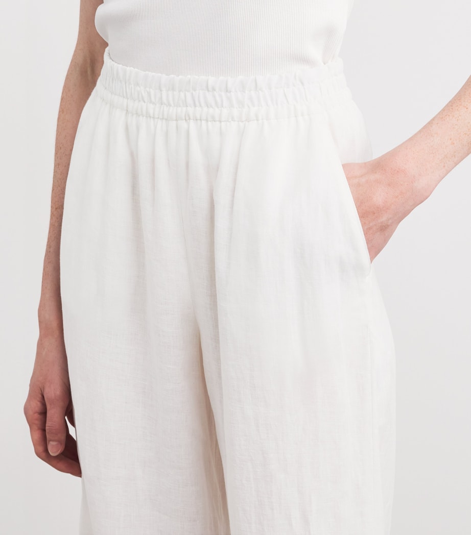 x Harrods Linen Elasticated Palazzo Trousers BIANCO Image 6