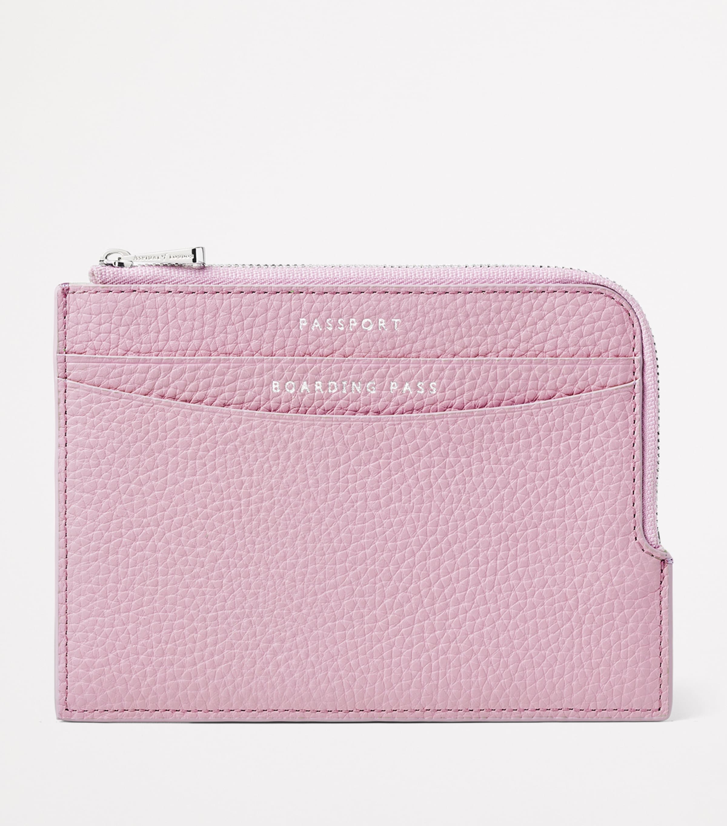 Leather Zipped Travel Wallet LILAC Image 2