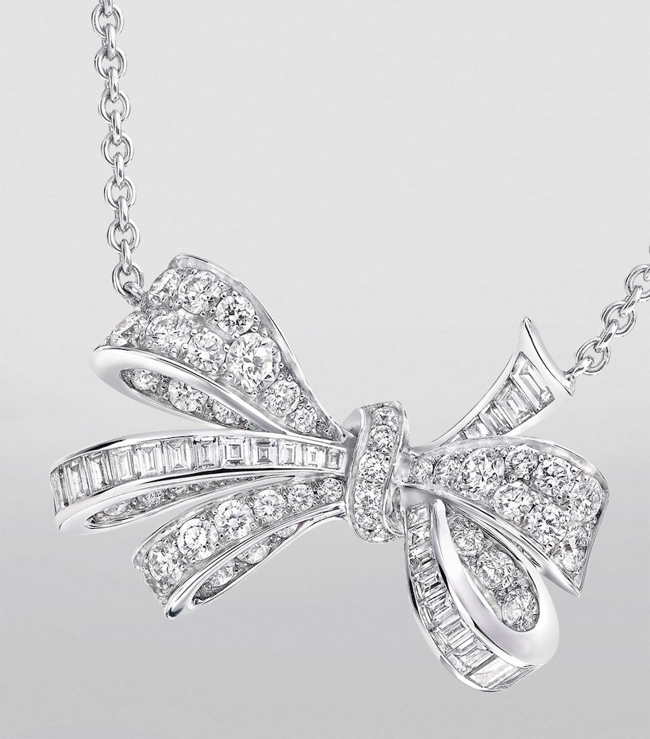White Gold and Diamond Tilda's Bow Necklace WHITE GOLD Image 3