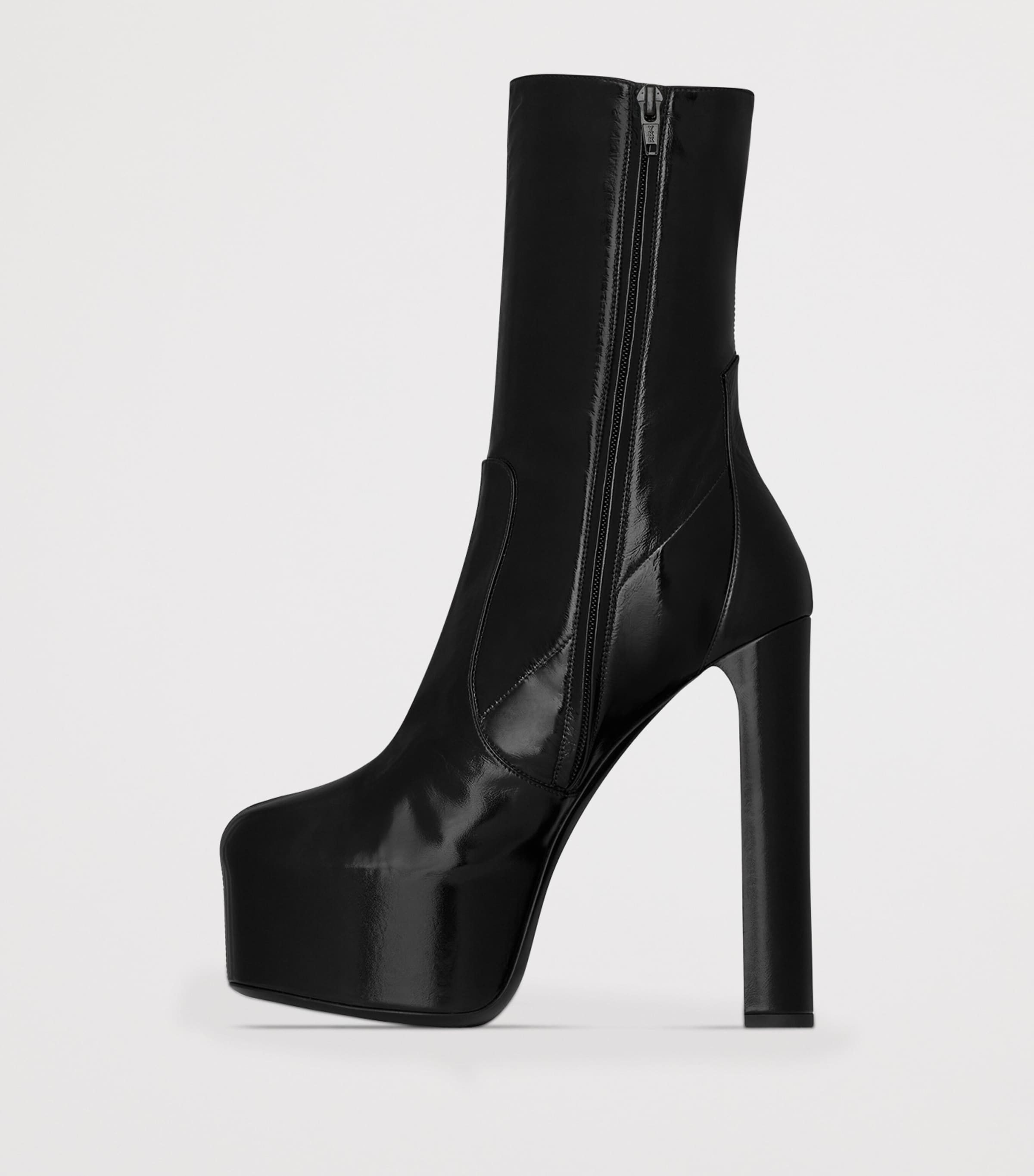 SAINT LAURENT LEATHER HEEL BOOTS エディ期 SAINT LAURENT Claude 90 embellished leather ankle boots